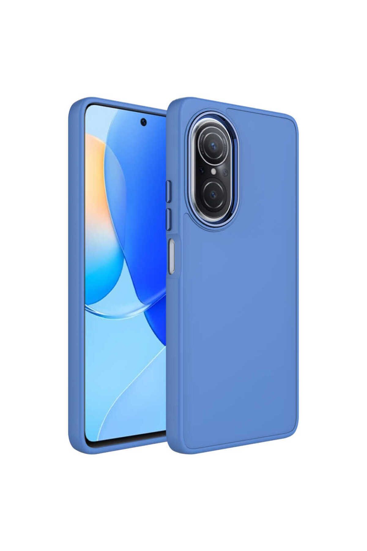 halkhouse Huawei Nova 9 SE Kılıf Metal Çerçeve ve Buton Tasarımlı Renkli Esnek Kırılmaz Silikon Luna Kapak