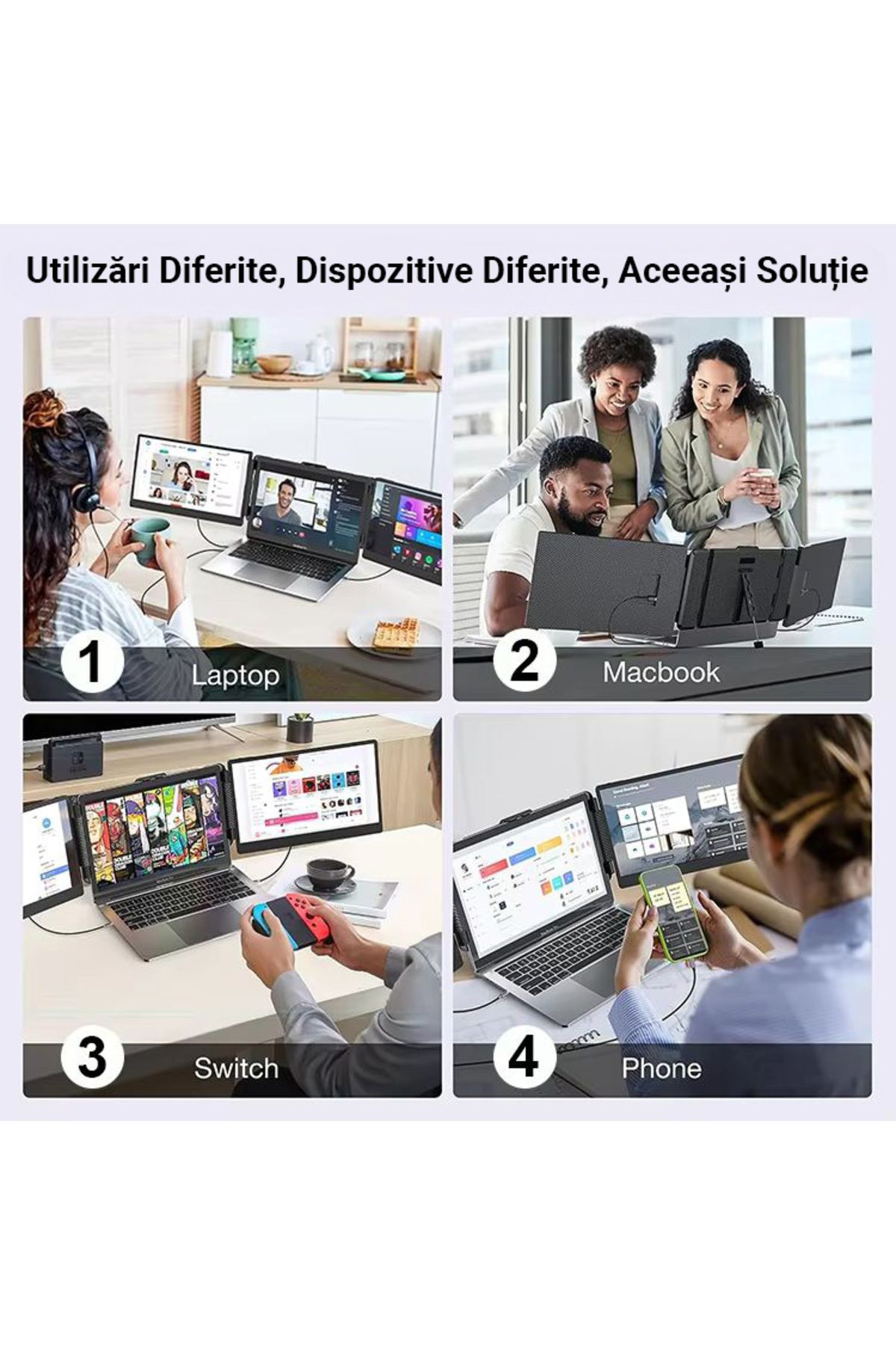 Influential Tech-14" Expandable Portable Dual Screen Monitor, FHD IPS, USB-C & HDMI, 180° Rotation, Multi-OS 4