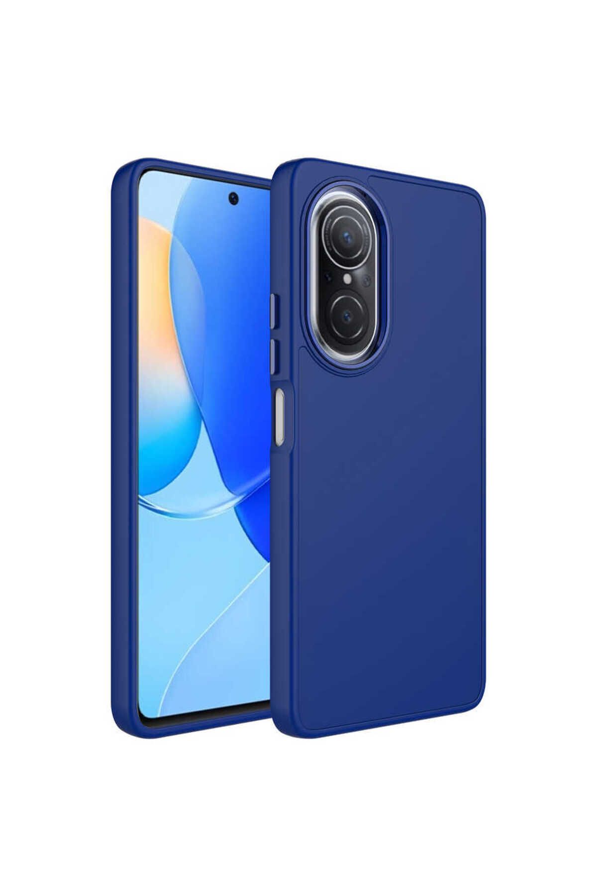 halkhouse Huawei Nova 9 SE Kılıf Metal Çerçeve ve Buton Tasarımlı Renkli Esnek Kırılmaz Silikon Luna Kapak