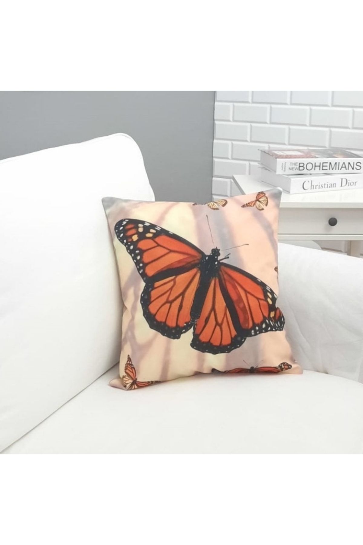 Dore Cute Butterfly 1 Premium Kırlent Kılıfı - Yazlık Ev Dekorasyonu DRKR216