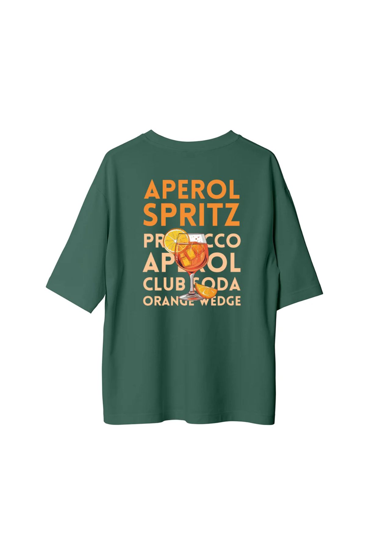 Koklonmoda Büyük Beden Unisex Aperol Spritz Baskılı Oversize T-Shirt