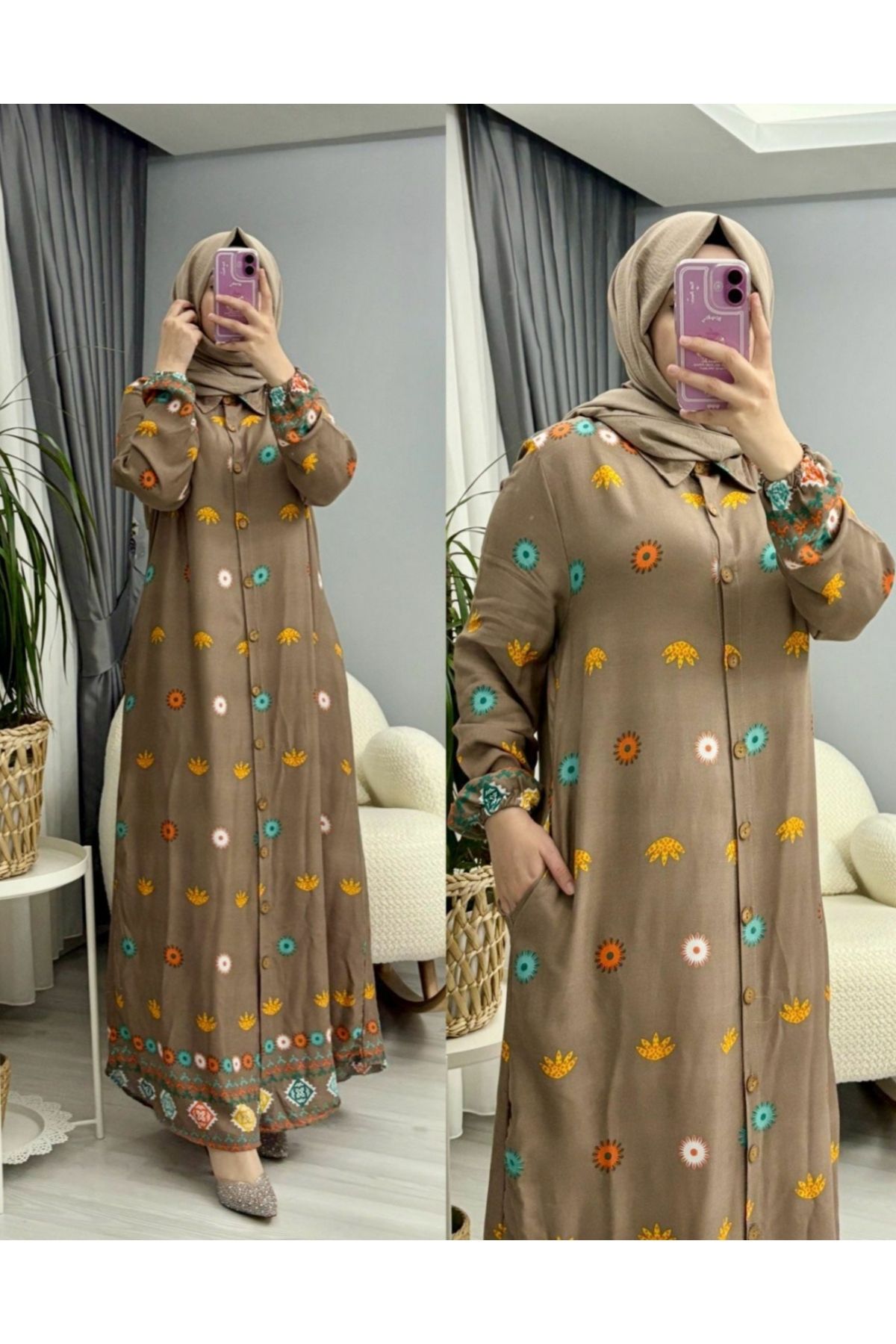 MODA Çiçekli Gömlek Elbise