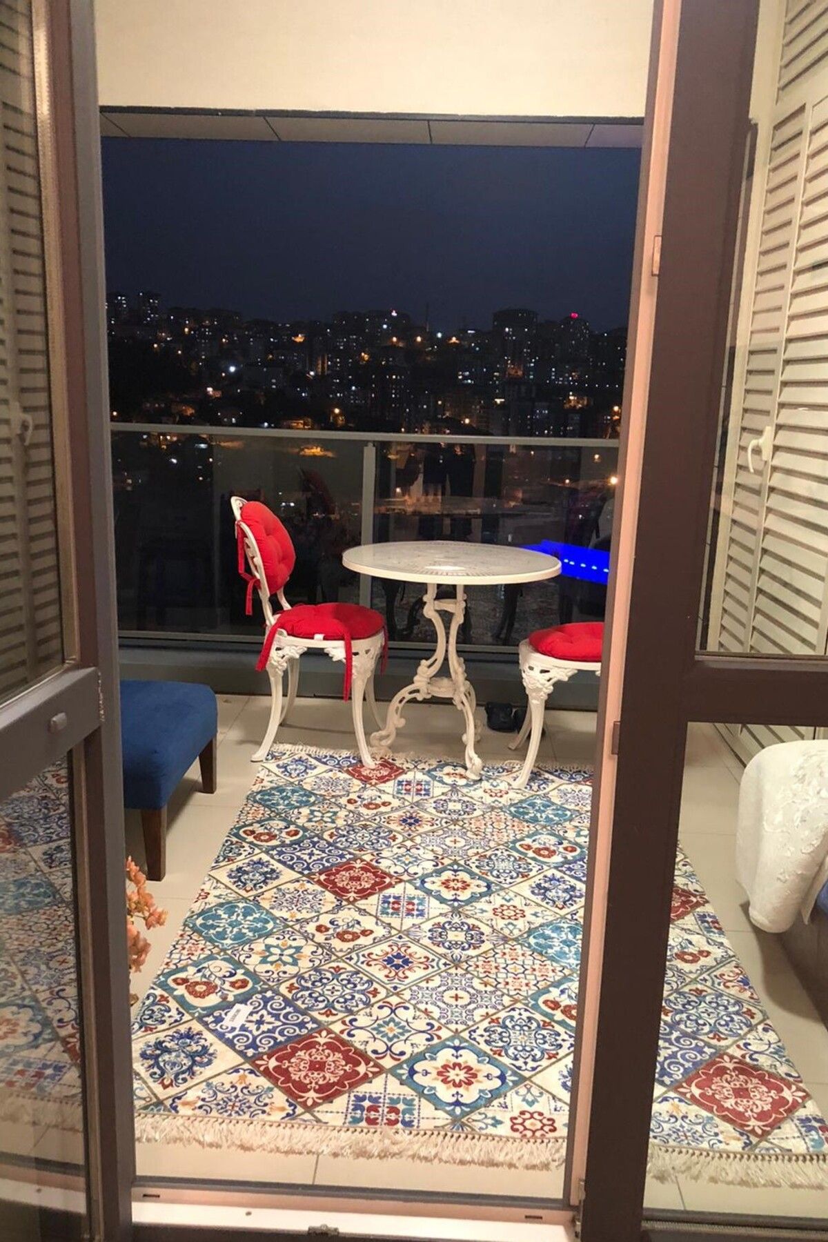 VOPTEKS Renkli Halı Balkon Halısı Makinede Yıkanabilir Kaymaz Taban Balkon Halısı
