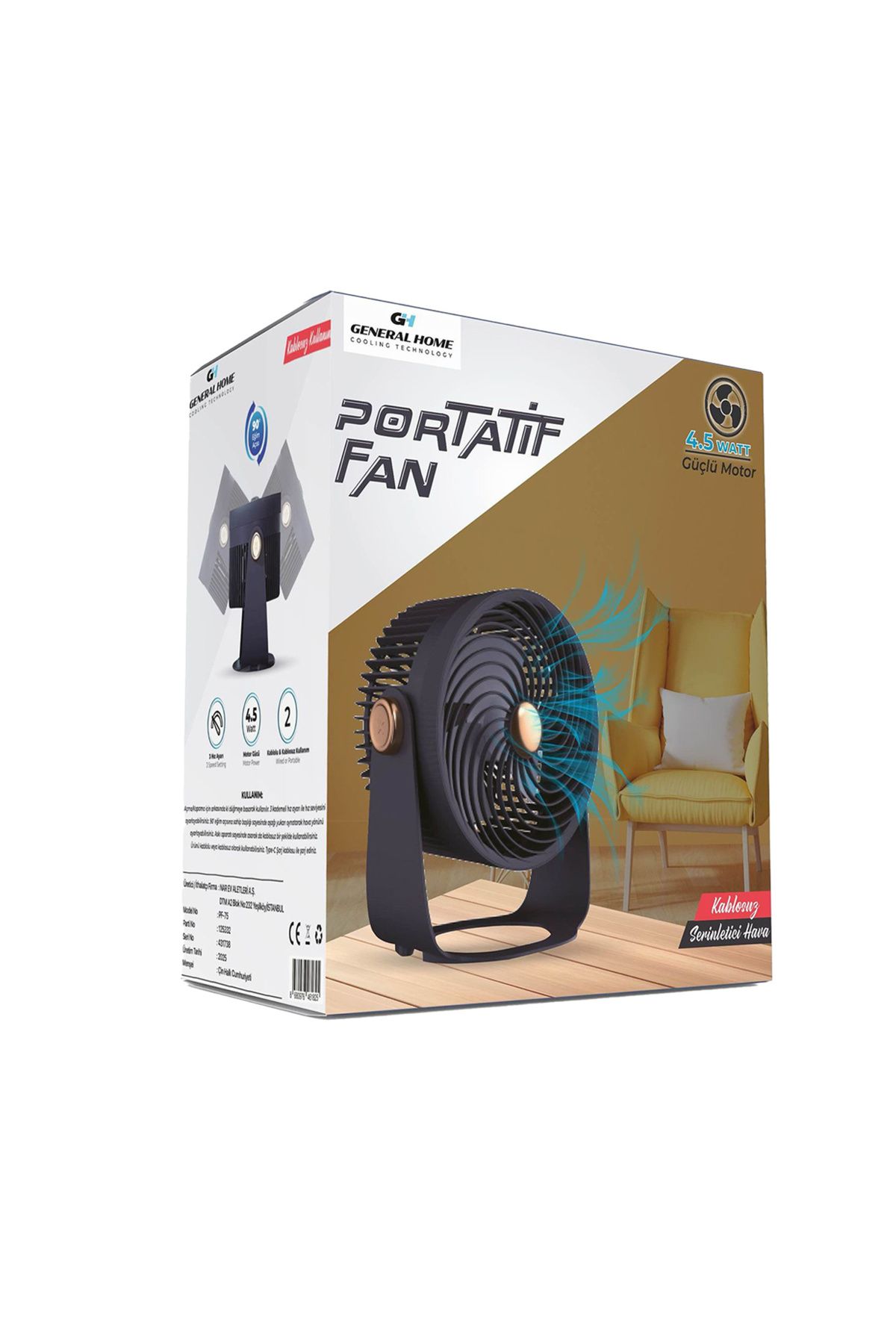 DİJİTA Taşınabilir Masaüstü Fan PF75-76