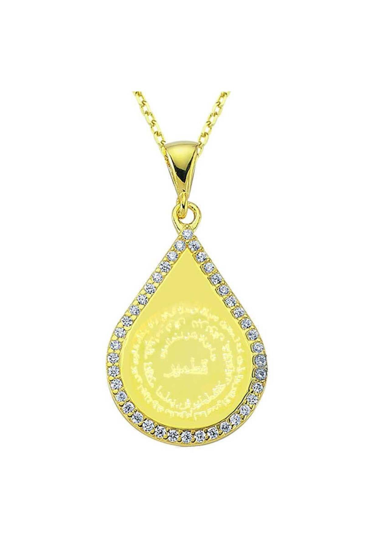 alsepeteavm Gümüş Gold Damla Kıtmir Duası Kadın Kolye