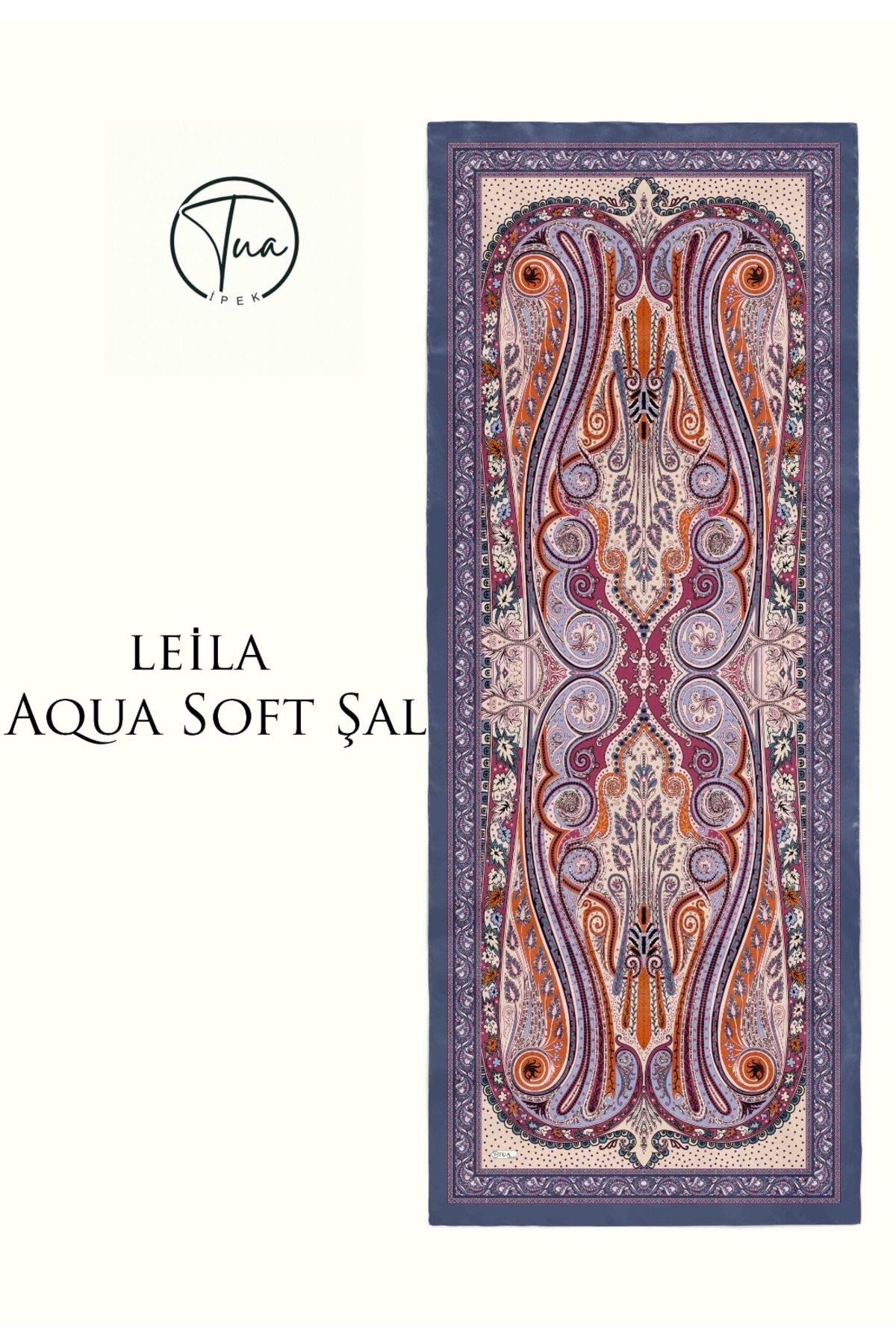 TUA İPEK LEİLA AQUA SOFT COTON ŞAL - ETNİK Desenli