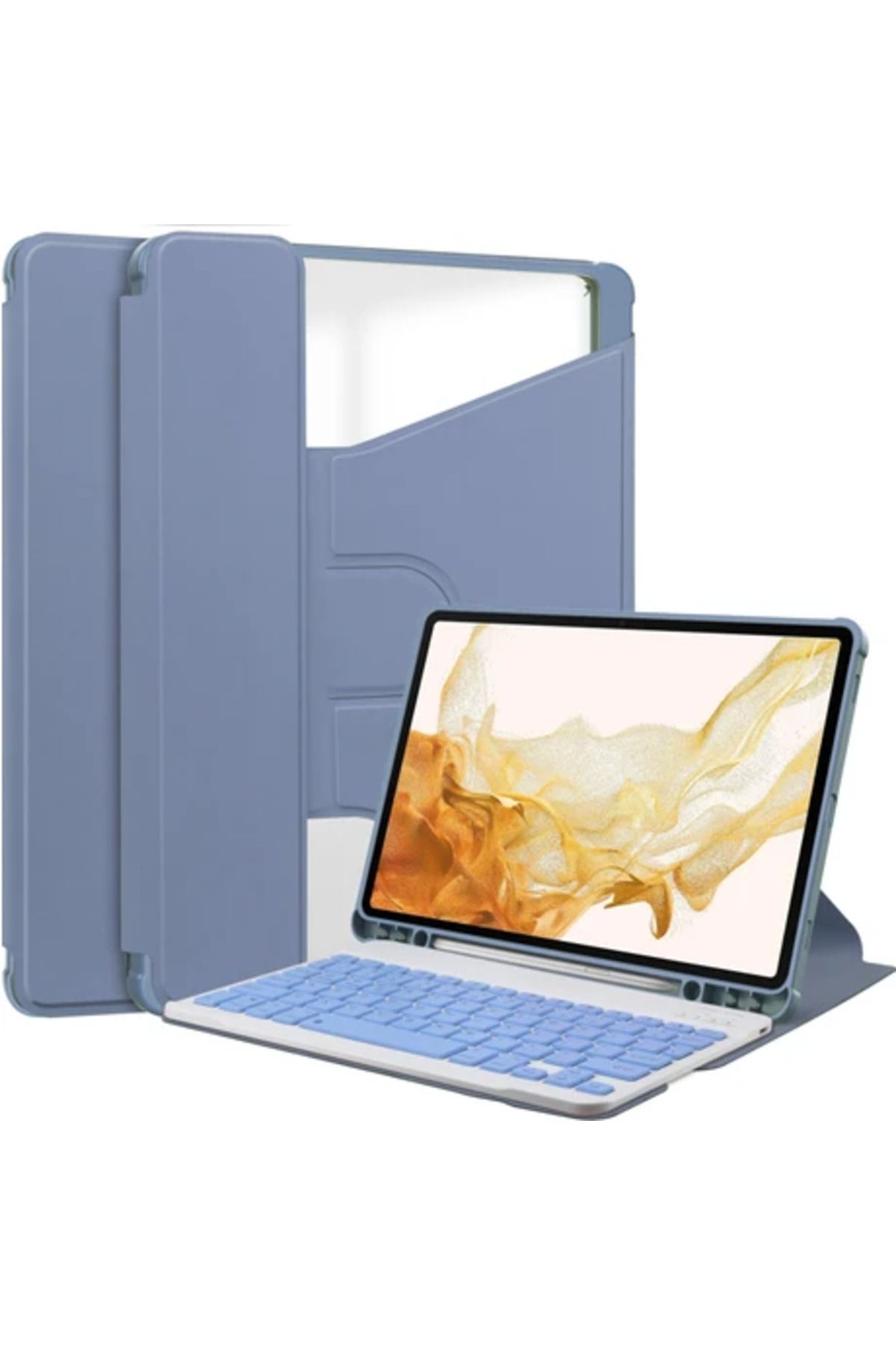 Obay Galaxy Tab S10 Plus Standlı Pu Deri+Akrilik Tablet Kılıfı Klavyeli
