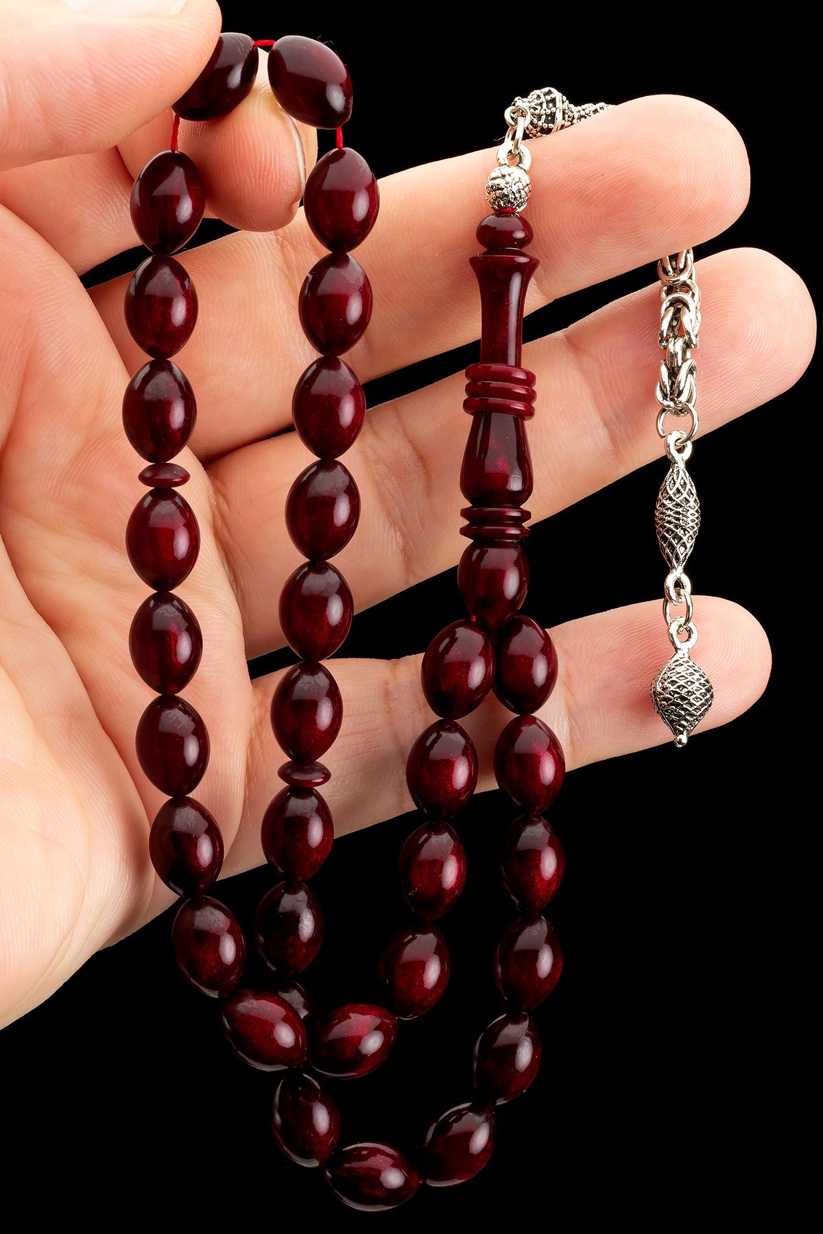 OTTOTESBİH Erkek Hediyelik 8x11mm Katalin Tesbih, Kanayan Bağa Tesbih Bordo