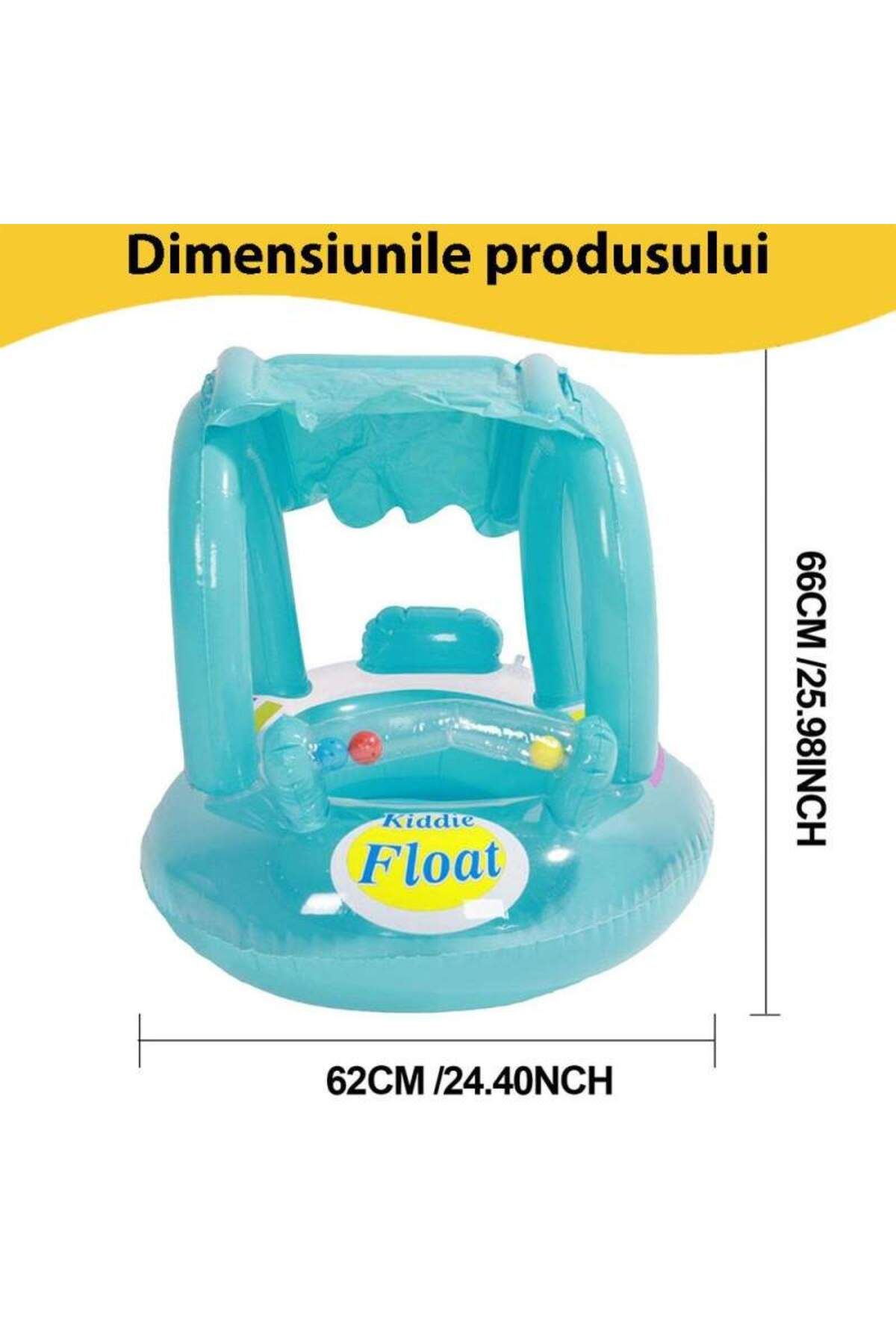SIKS-Piscină gonflabilă pentru bebeluși cu baldachin, funcție anti-răsturnare, diametru 62 cm x înălțime 66 cm, albastră 6