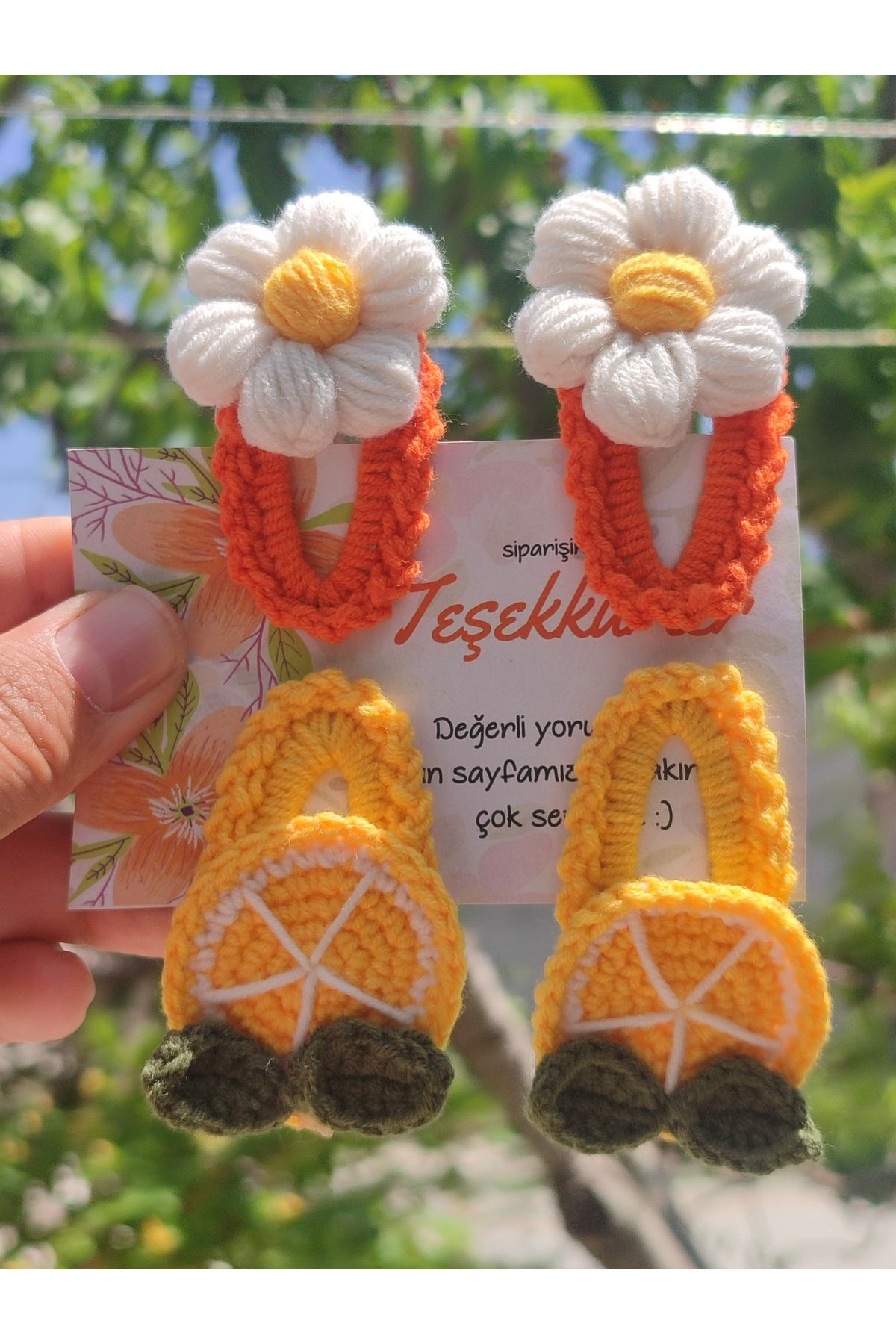 ELYTA Amigurumi çıtçıt toka el örgüsü papatya detaylı (4adet)