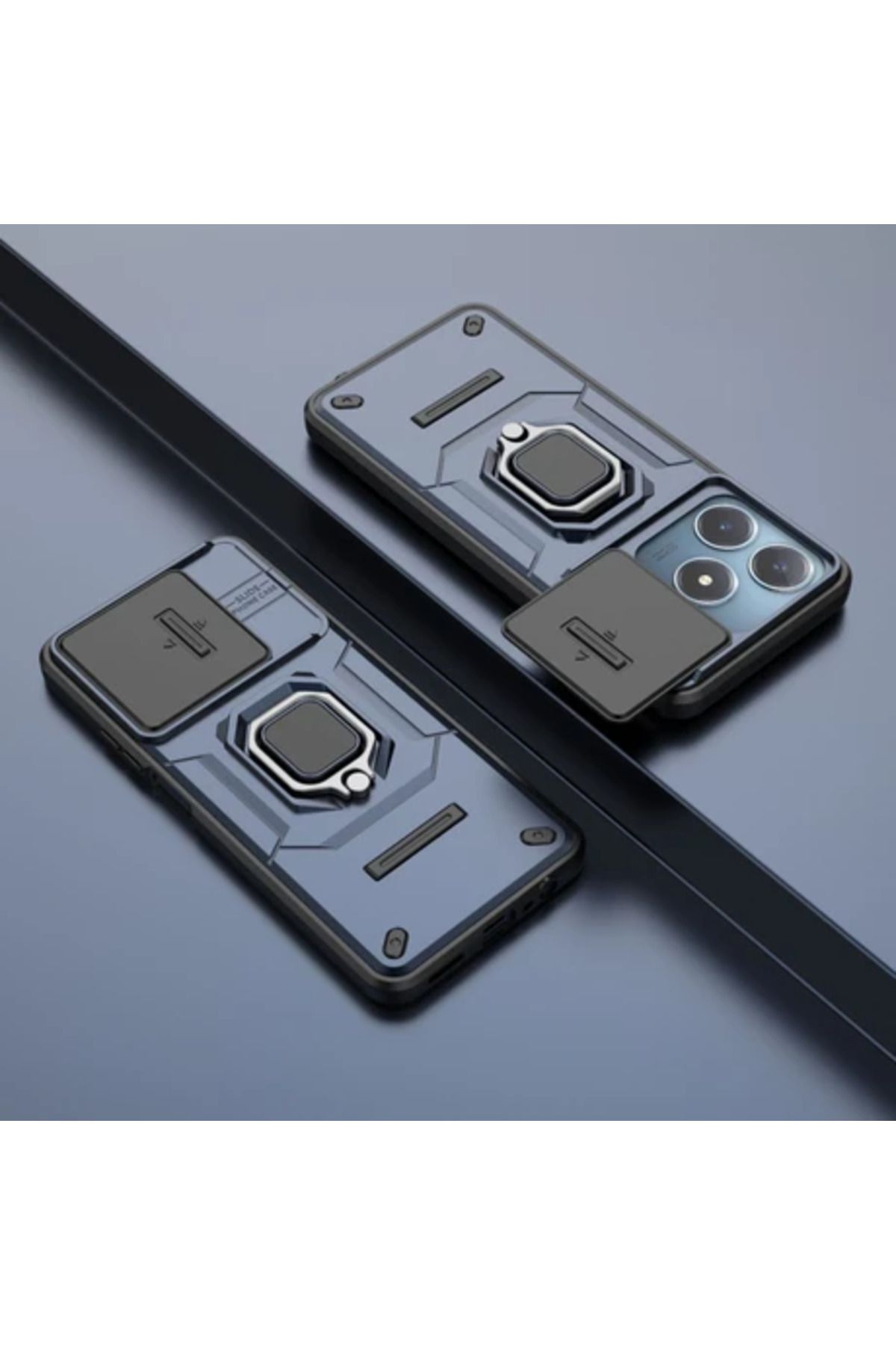 Obay Kamera Koruması] [360° Dönebilen Destek Halkası] Askeri Sınıf Sert Koruyucu Telefon Kılıfı Kapağı