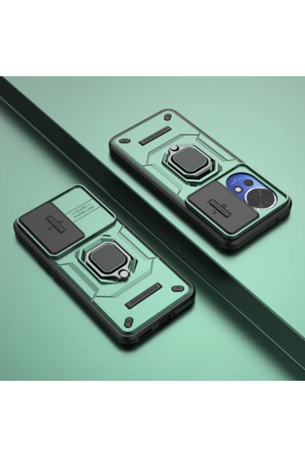 Obay Kamera Koruması] [360° Dönebilen Destek Halkası] Askeri Sınıf Sert Koruyucu Telefon Kılıfı Kapağı