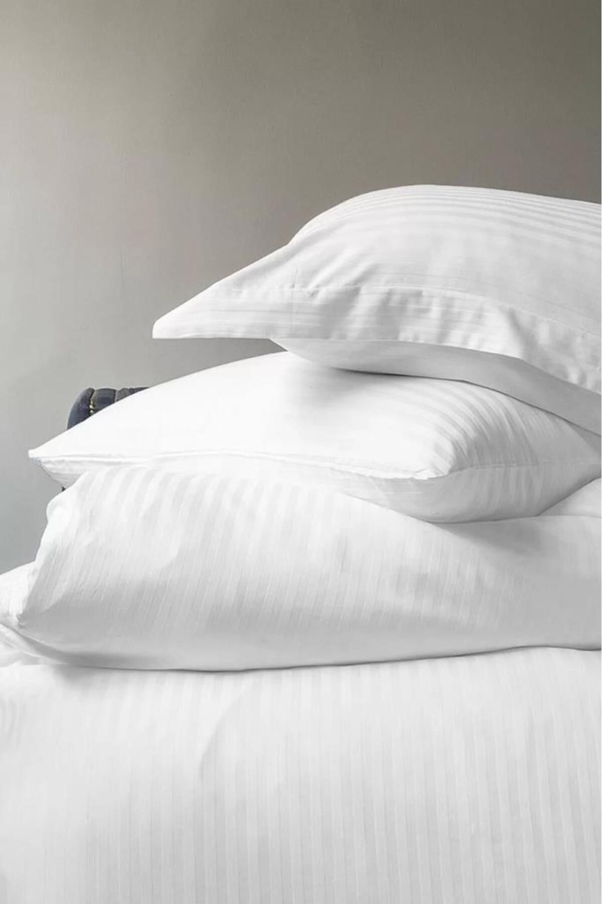 İssimo Home PURE WHİTE ÇİZGİLİ SATEN ÇİFT KİŞİLİK NEVRESİM TAKIMI