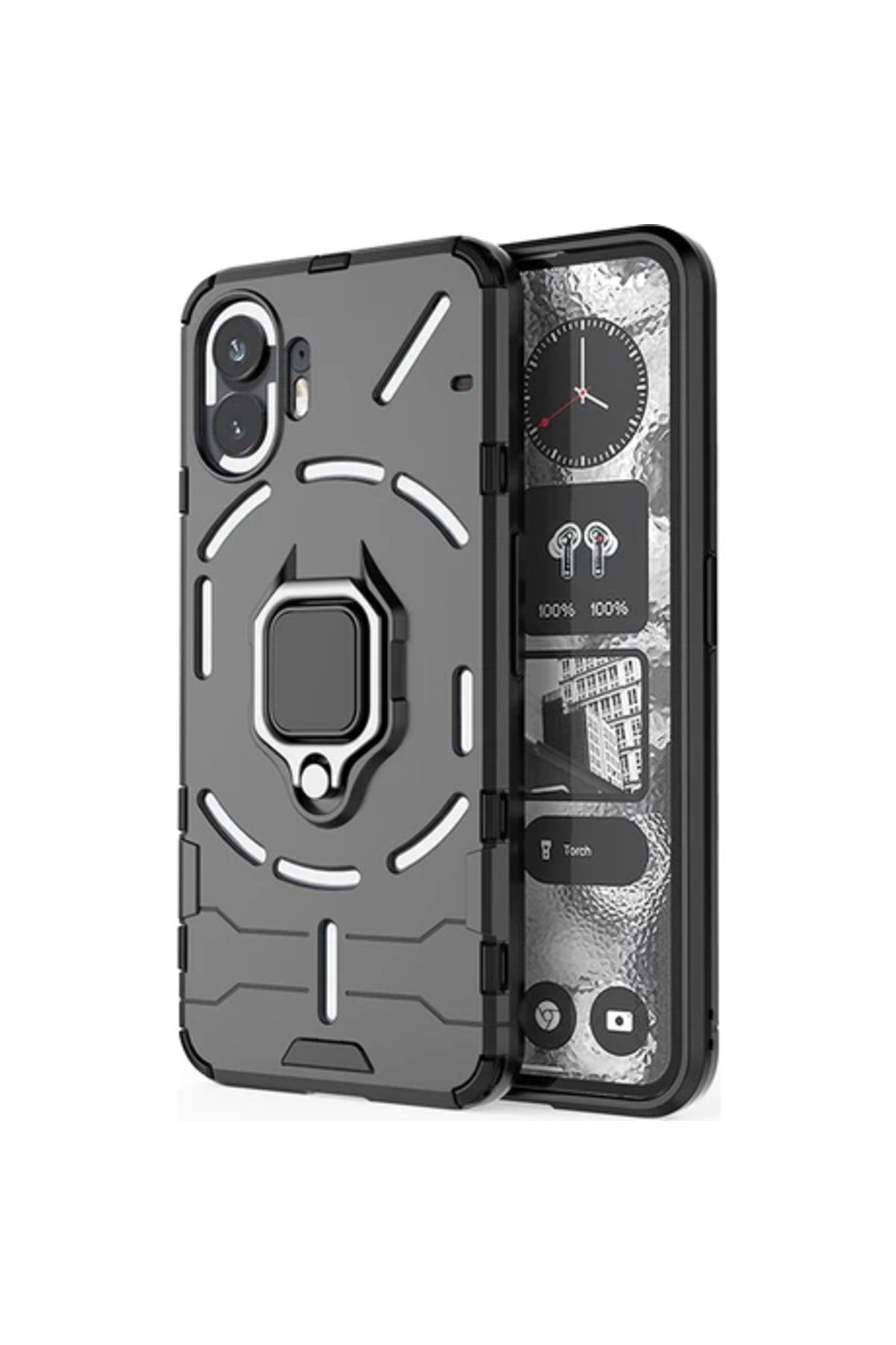 Obay Qichengda Nothing Phone 1 Yüzük Zırh Cep Telefonu Kılıfı