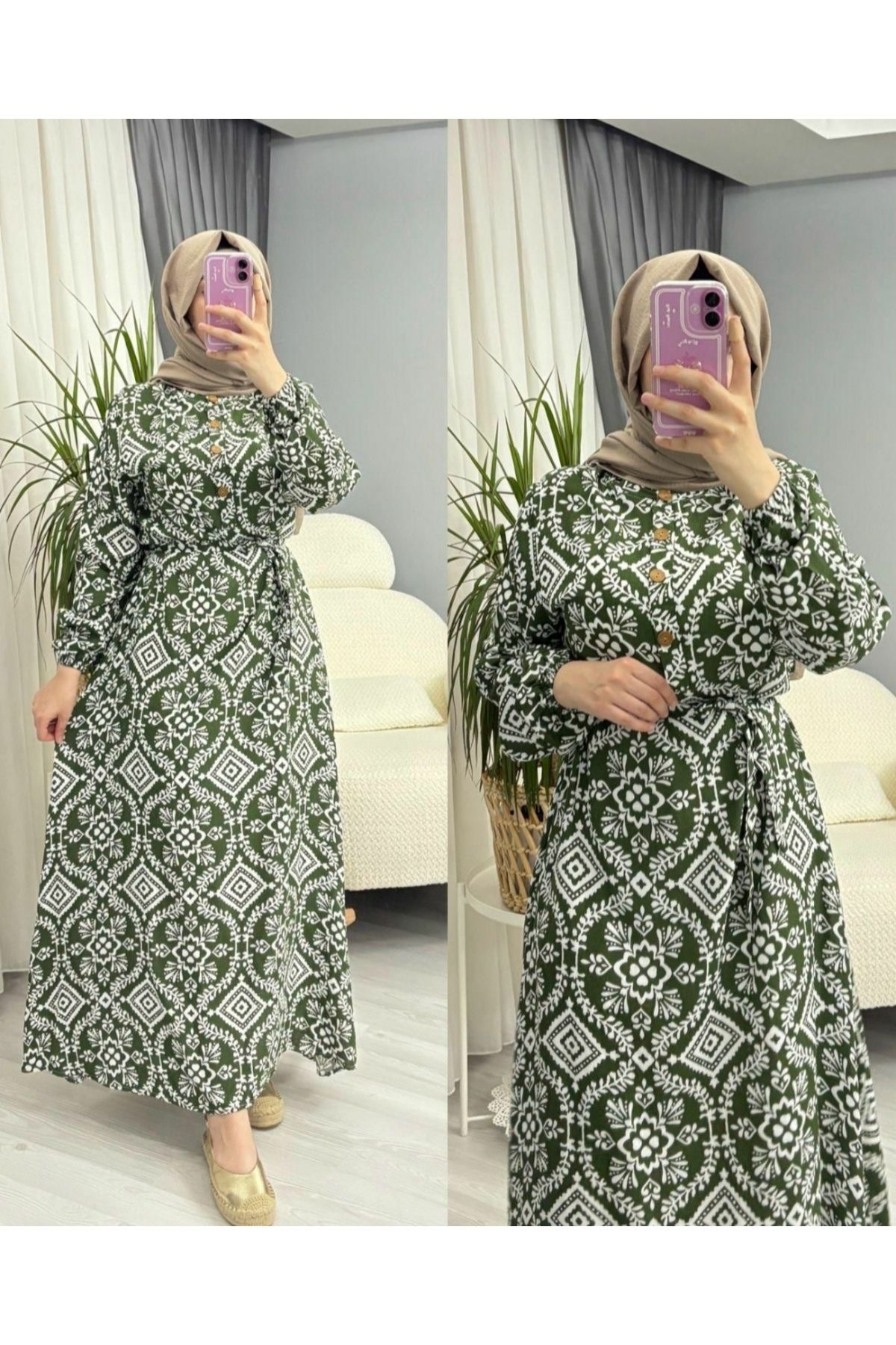MODA etnik desenli tesettür elbise