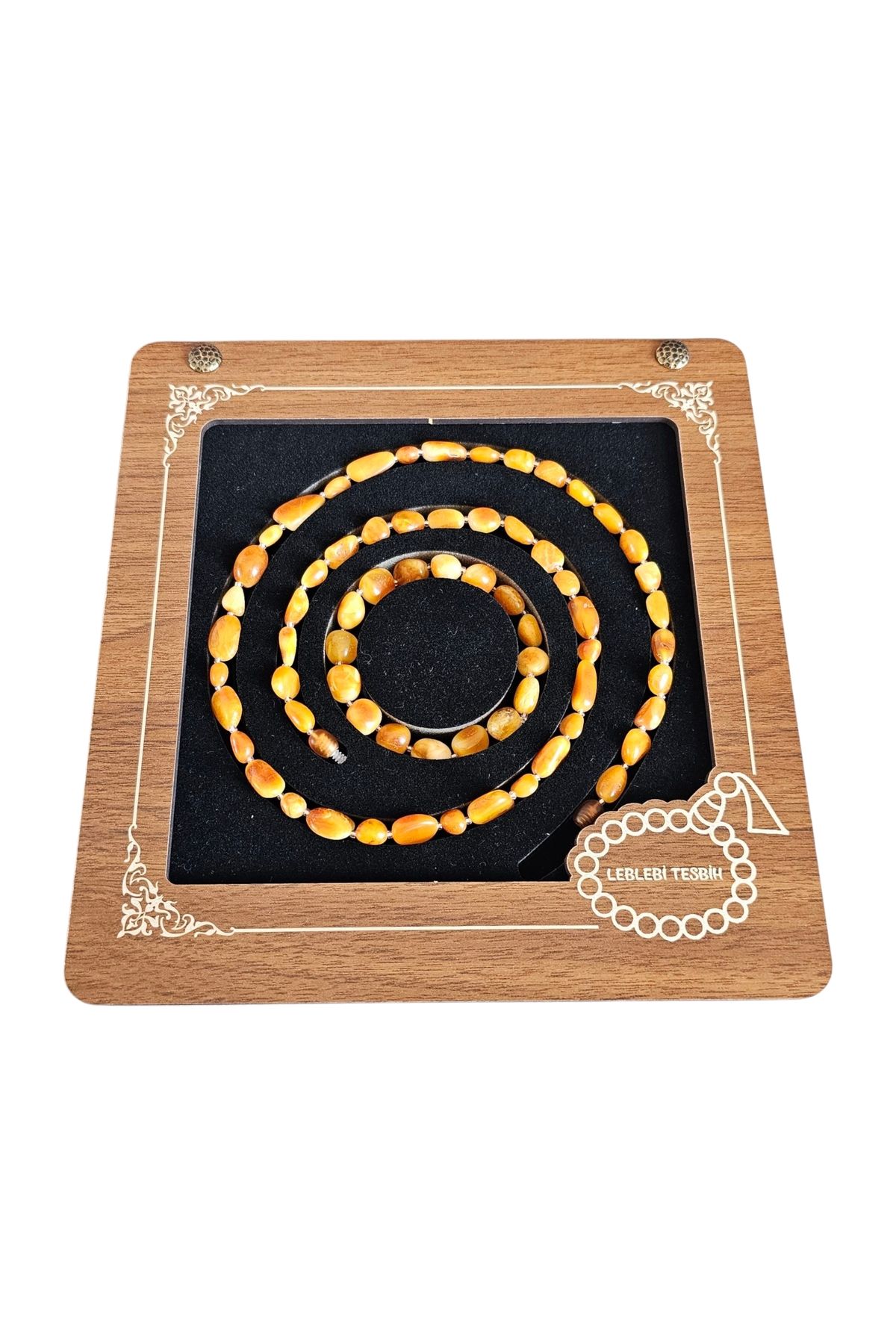 LEBLEBİ TESBİH Damla Kehribar Kolye - Bileklik Set Lt1348
