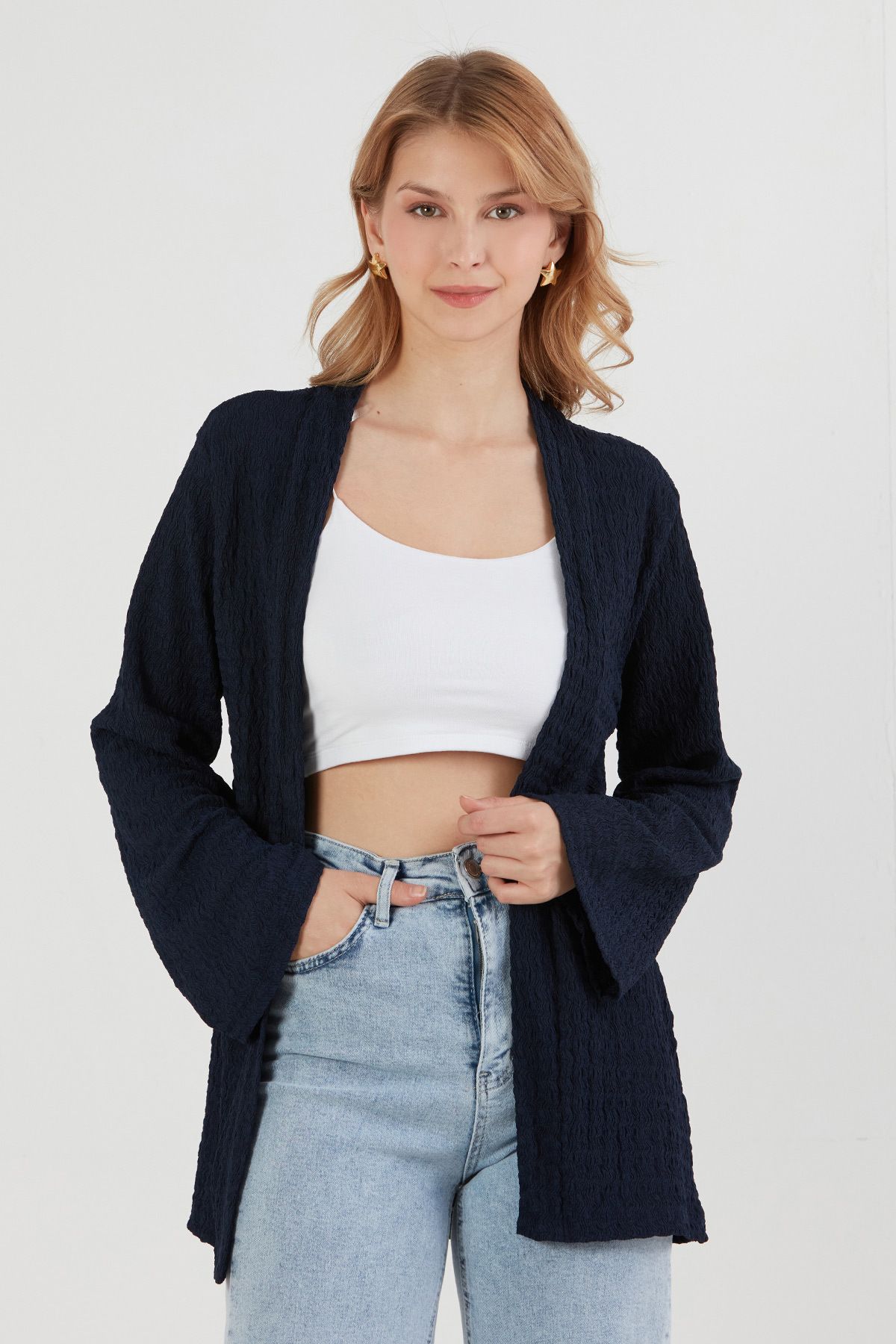 Fulla Moda Basic Bürümcük Kumaş Kimono