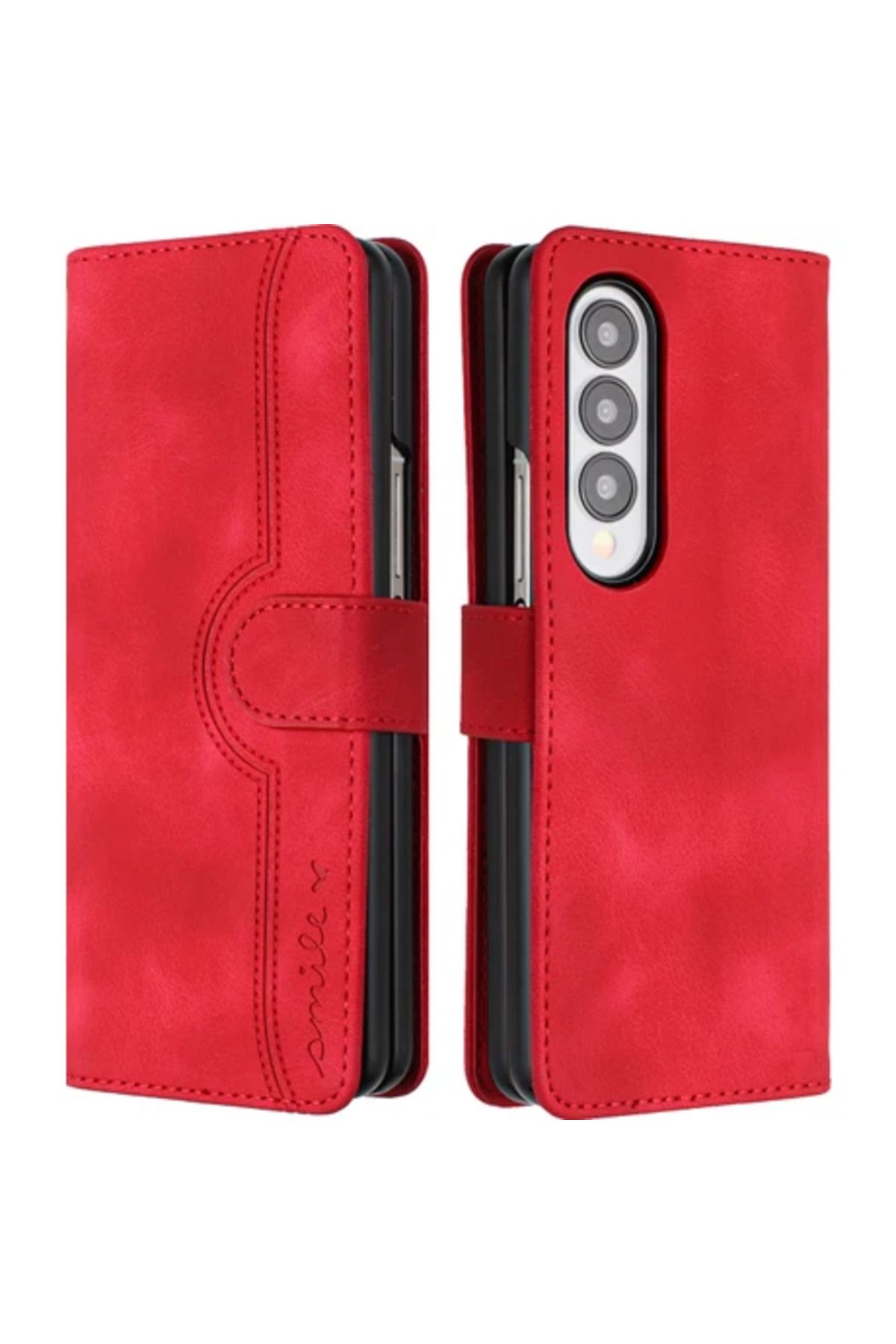Obay Cool-M Galaxy Z Fold4 5g Pu Deri Cüzdan Katlanır Telefon Kılıfı Basılı Şok Geçirmez Kapak