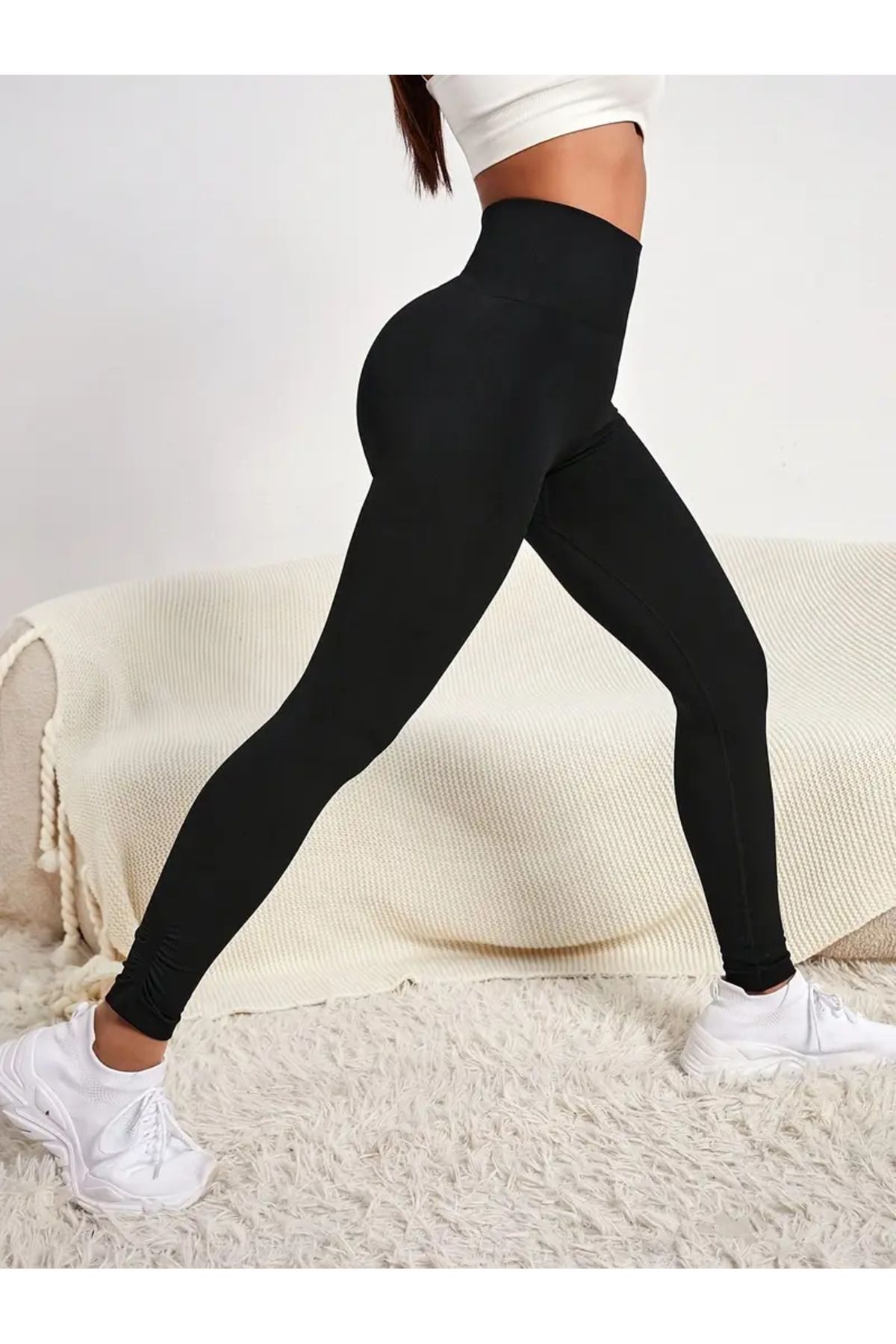 Jooy Kadın Siyah Yüksek Bel Toparlayıcı Spor Tayt - Şapka HEDiYELi