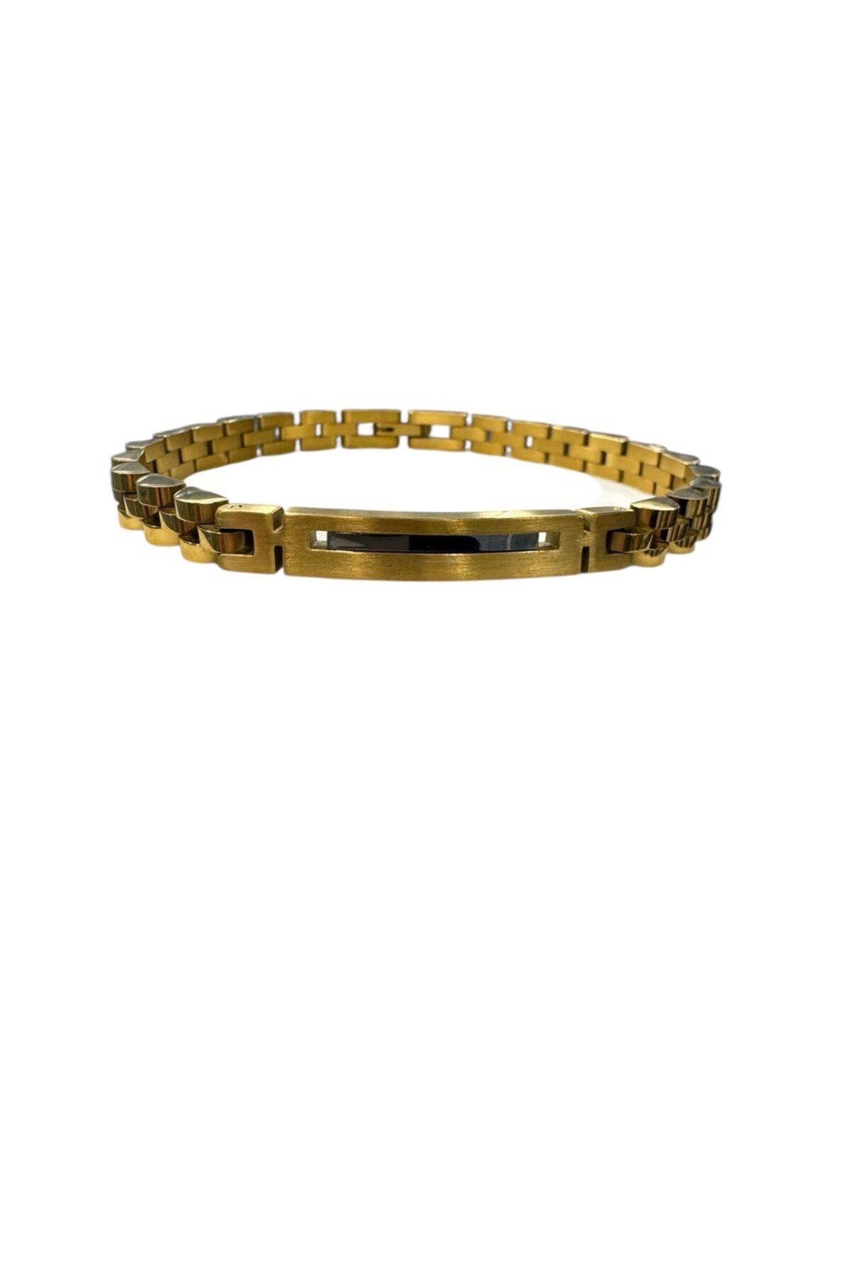 Harzem jewelry erkek altın rengi çelik bileklik