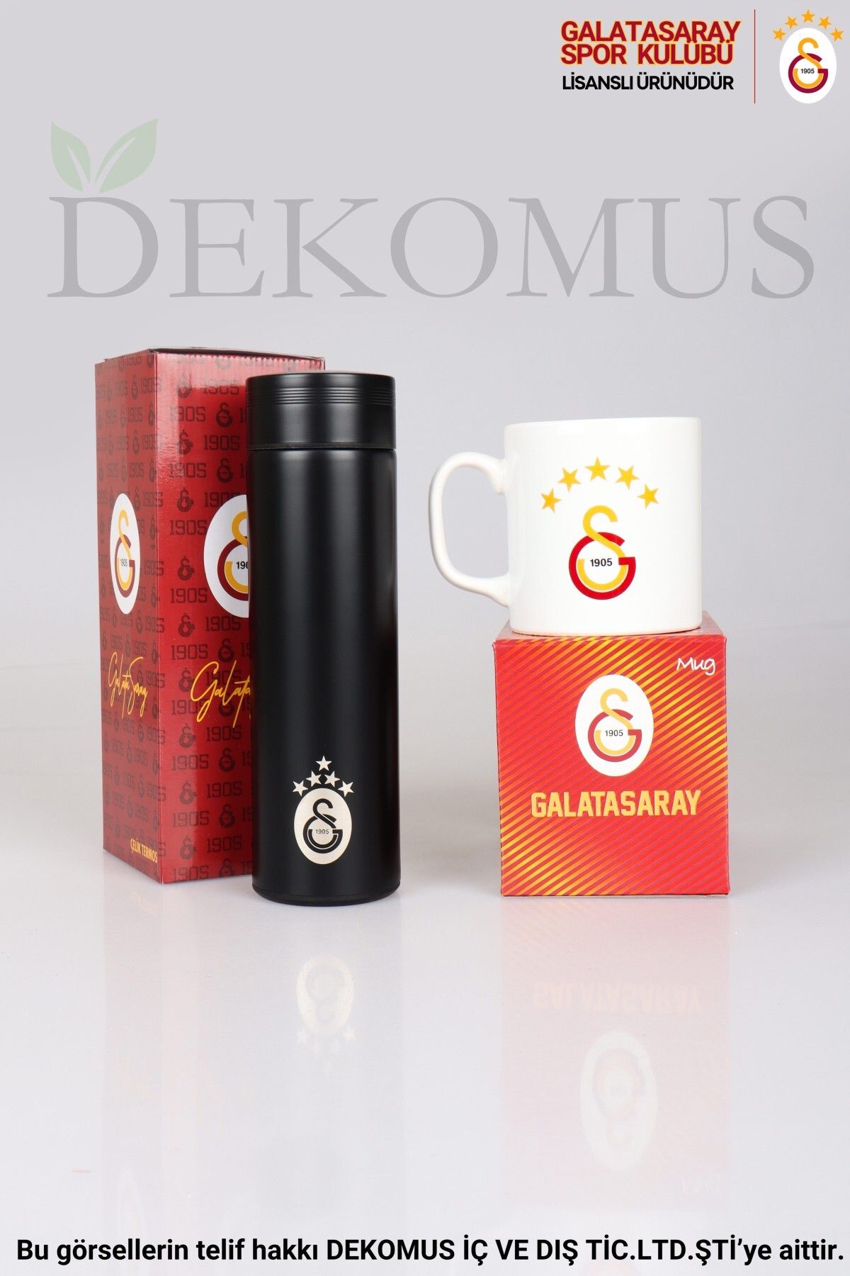 Galatasaray Dekomus Lisanslı Premıum 500 ml Çelik Termos Ve 5 Yıldızlı Kupa Seti
