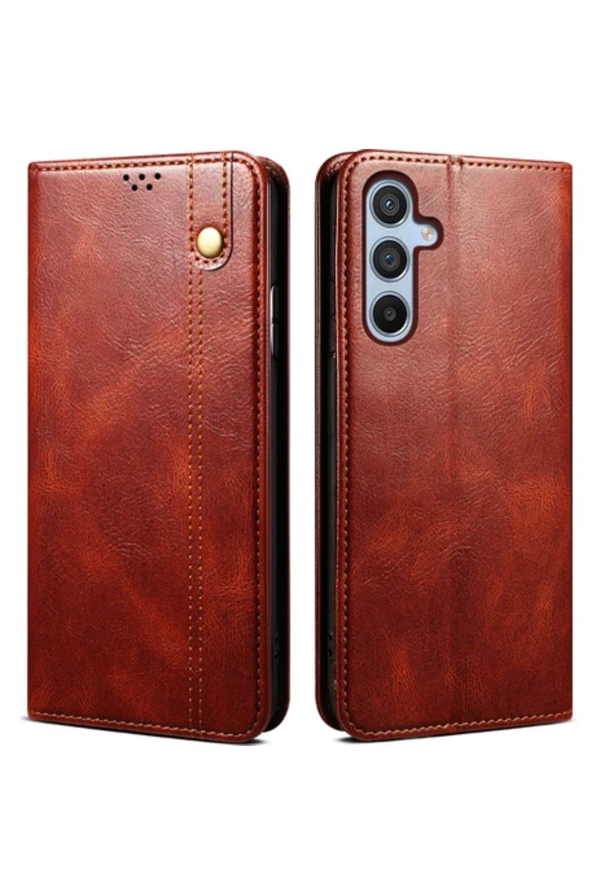 Obay Eabhulie Galaxy S25+ Için Premium Pu Deri Cüzdanlı Ayaklık Telefon Kılıfı, Kart Yuvası Kızıl