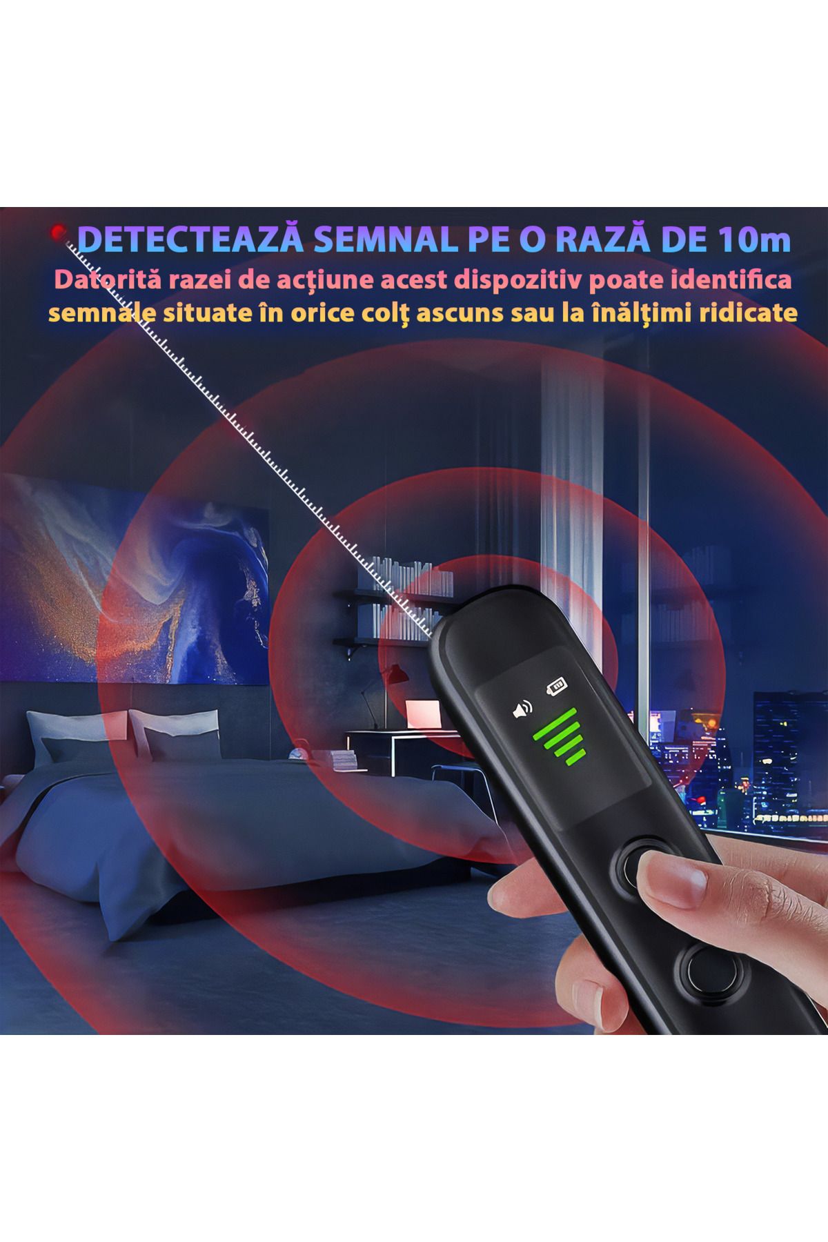 Spionescu-Spy device detector, T66, detects hidden cameras, spy microphones, GPS, recorders 3