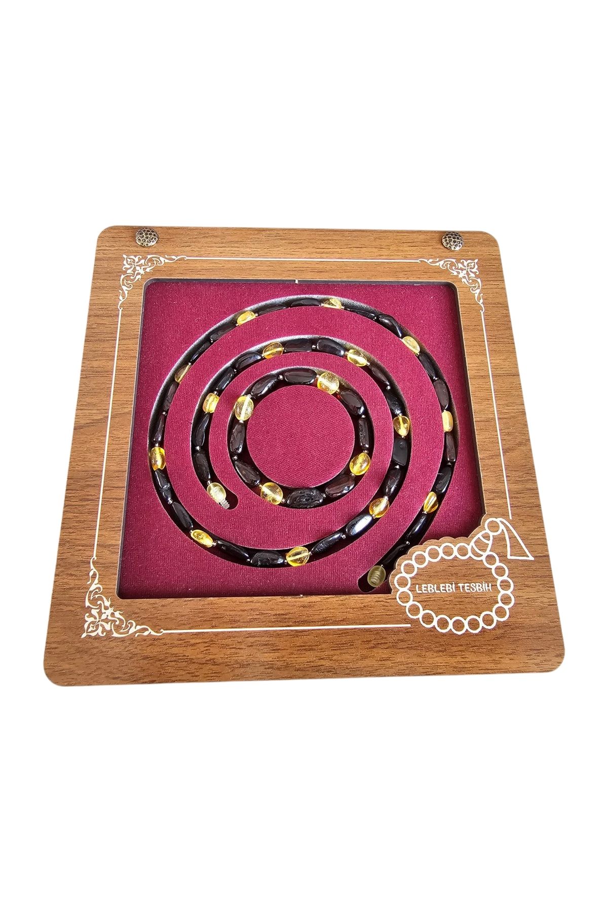 LEBLEBİ TESBİH Damla Kehribar Kolye - Bileklik Set Lt1347