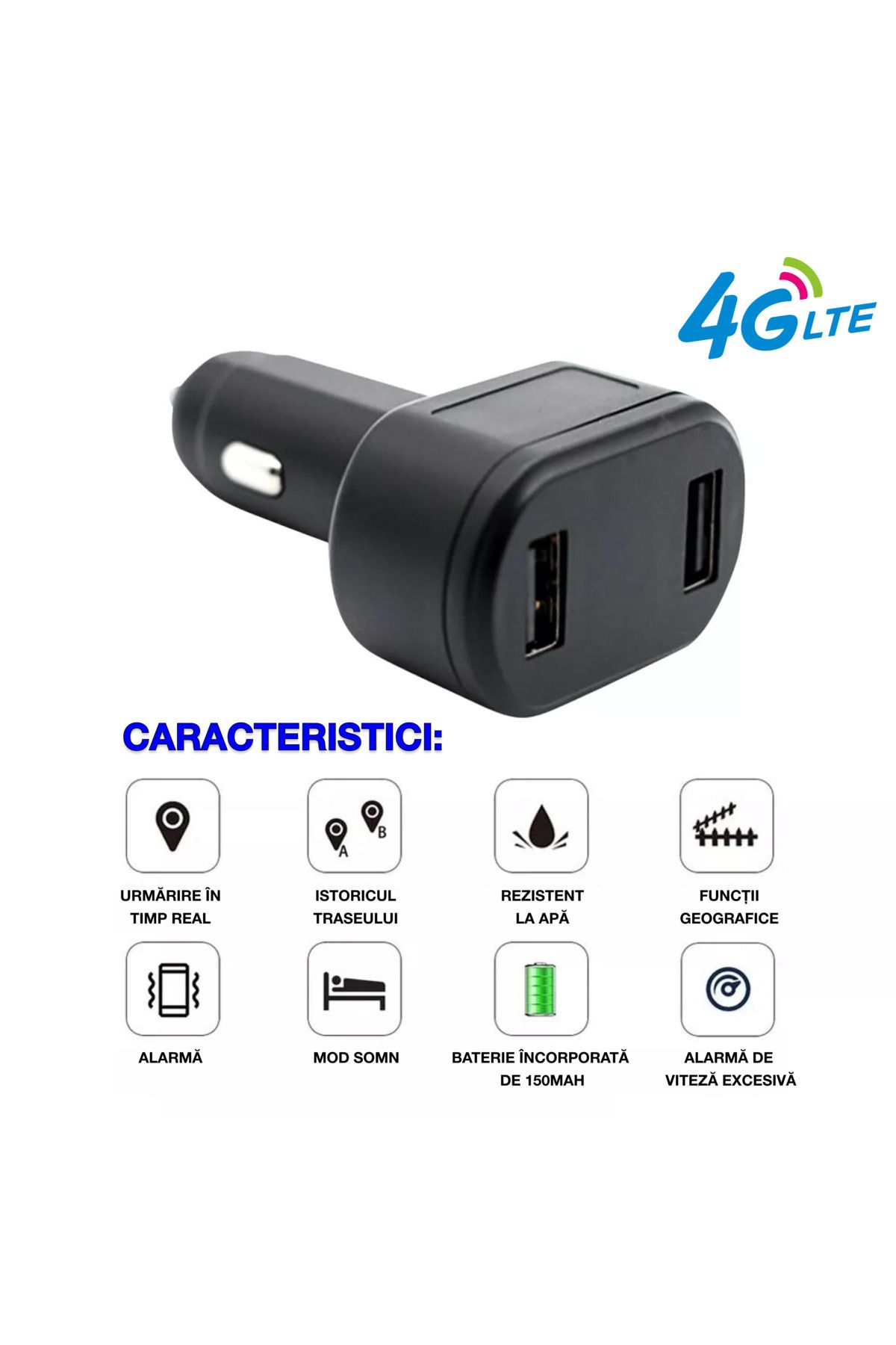 Spionescu-Car charger with fast charging and GPS tracker, D6, 4G, dual USB interface, real-time location 3