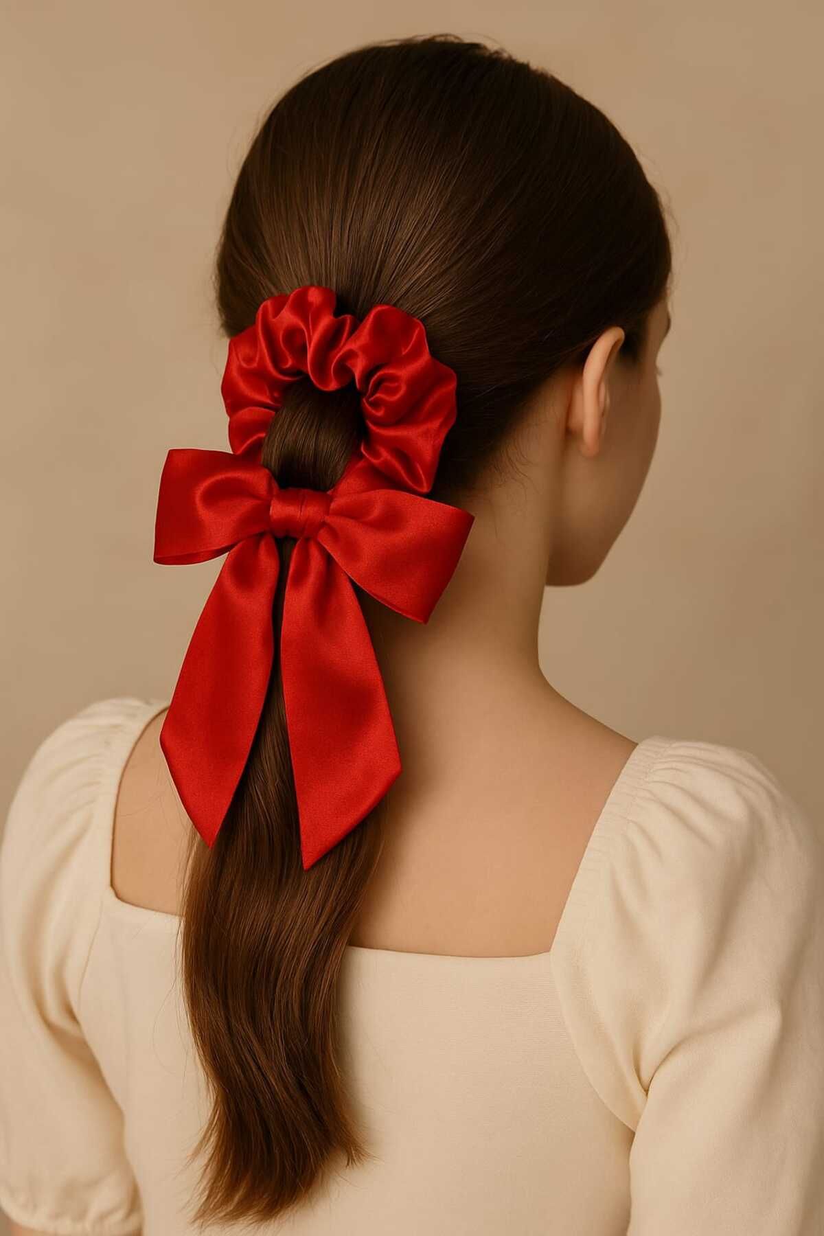 No Name Atelier Saten Saçı Acıtmayan şık Lastikli Scrunchie Toka