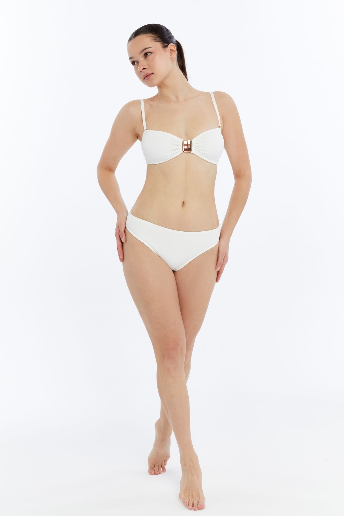 LOVELY THINGS LAURA DOKULU BİKİNİ ALT - Ekru Renk Bikini Altı