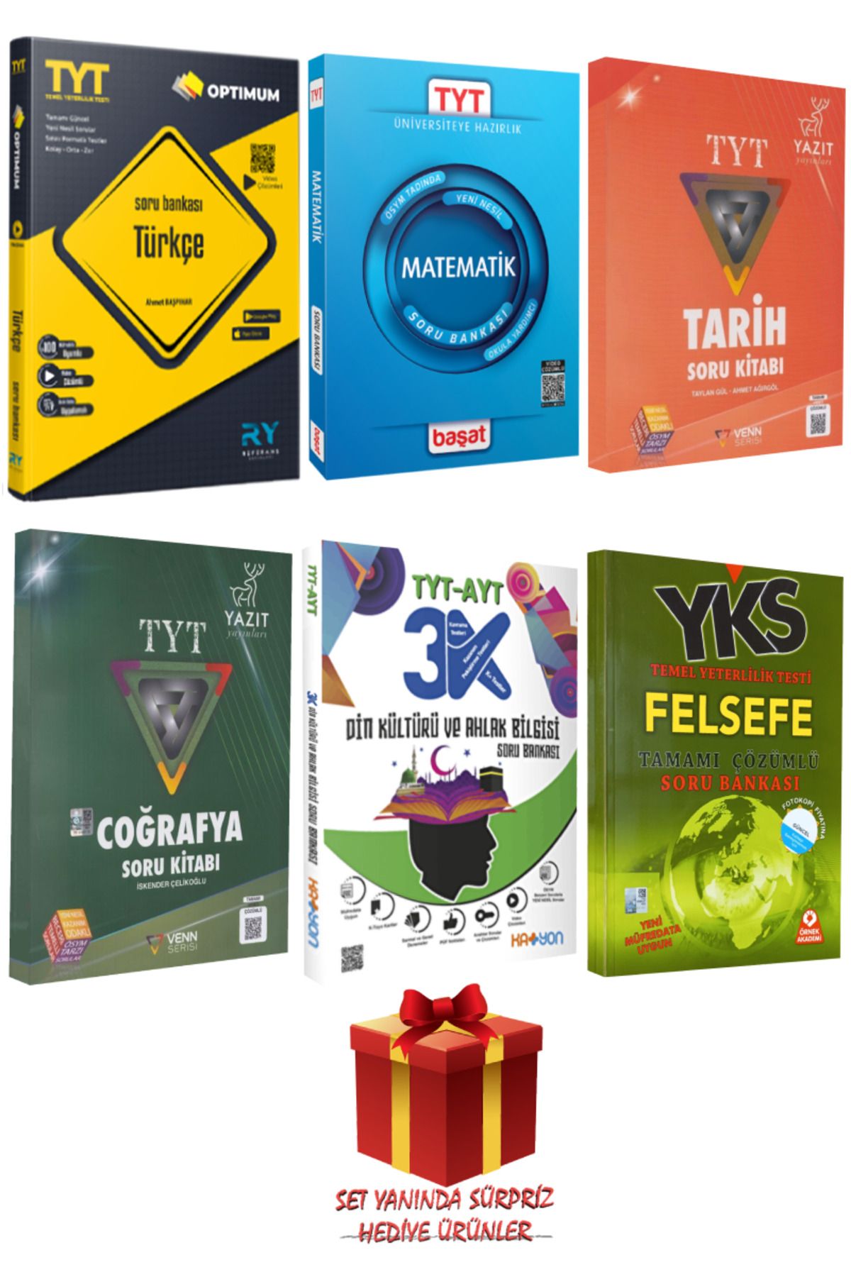Başat Yayınları TYT Seti: Türkçe+Matematik+Tarih+Coğrafya+Din Kültürü ve Ahlak Bilgisi+Felsefe Soru Bankası+Hediye