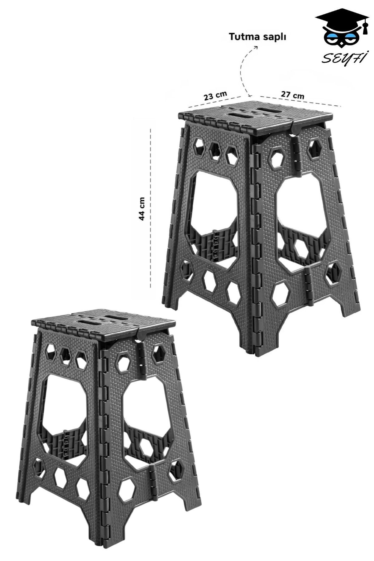 SEYFİKİRTASİYE 2 ADET 28 x 23 x 46 CM Katlanabilir Tabure Taşınabilir Büyük Rattan Kamp Balkon Piknik Taburesi