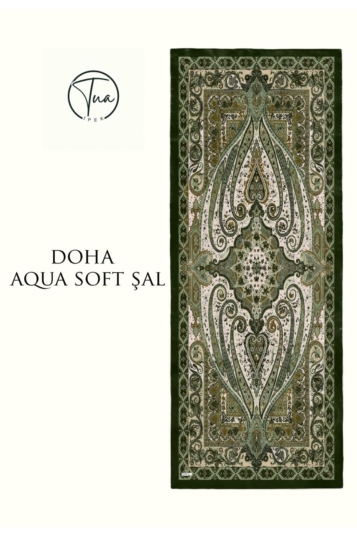 TUA İPEK DOHA AQUA SOFT COTON ŞAL - ETNİK Desenli