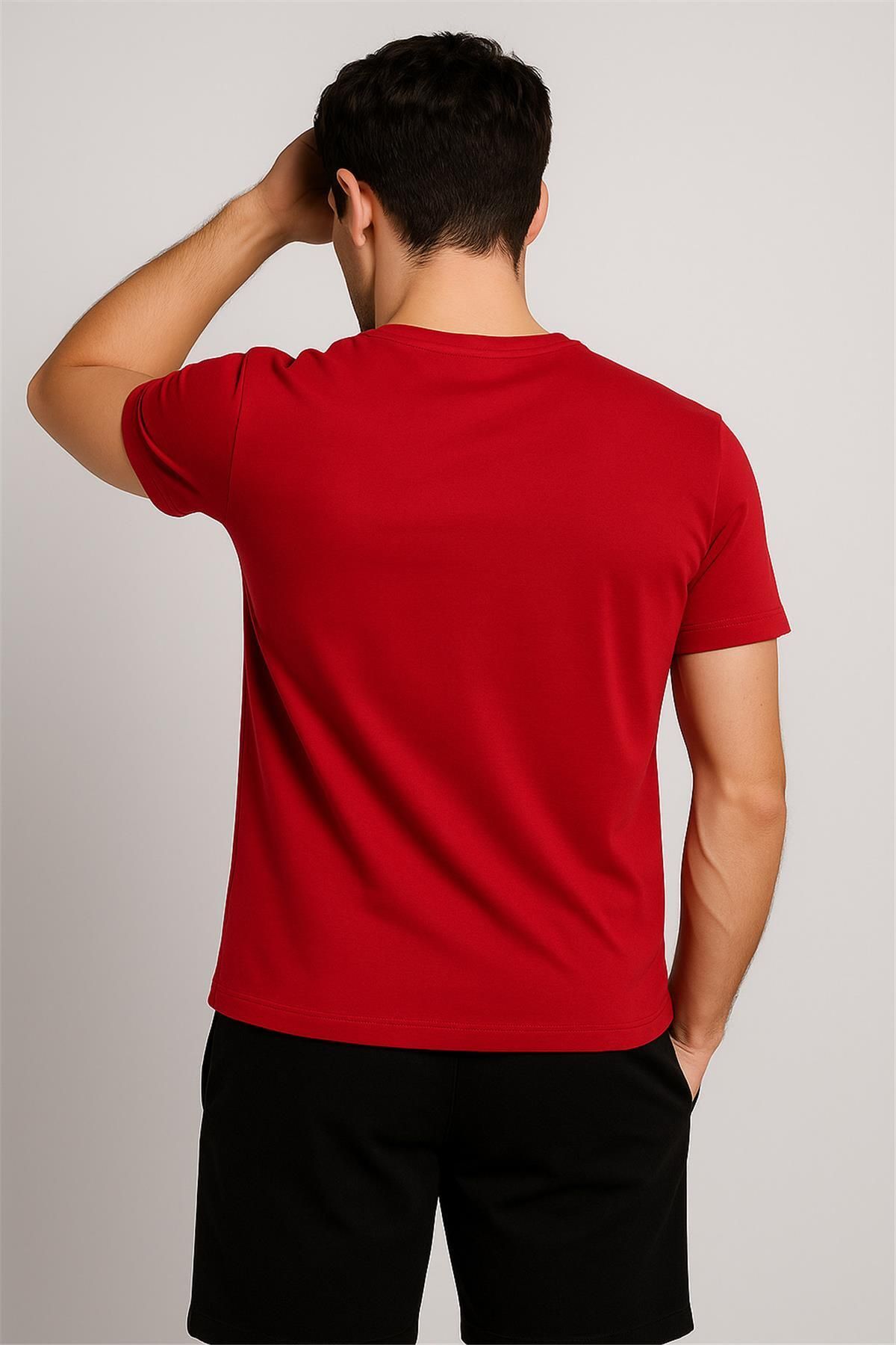 Trend07 TREND KAPINDA EMPORIARMANI BİSİKLET YAKA TSHİRT KIRMIZI