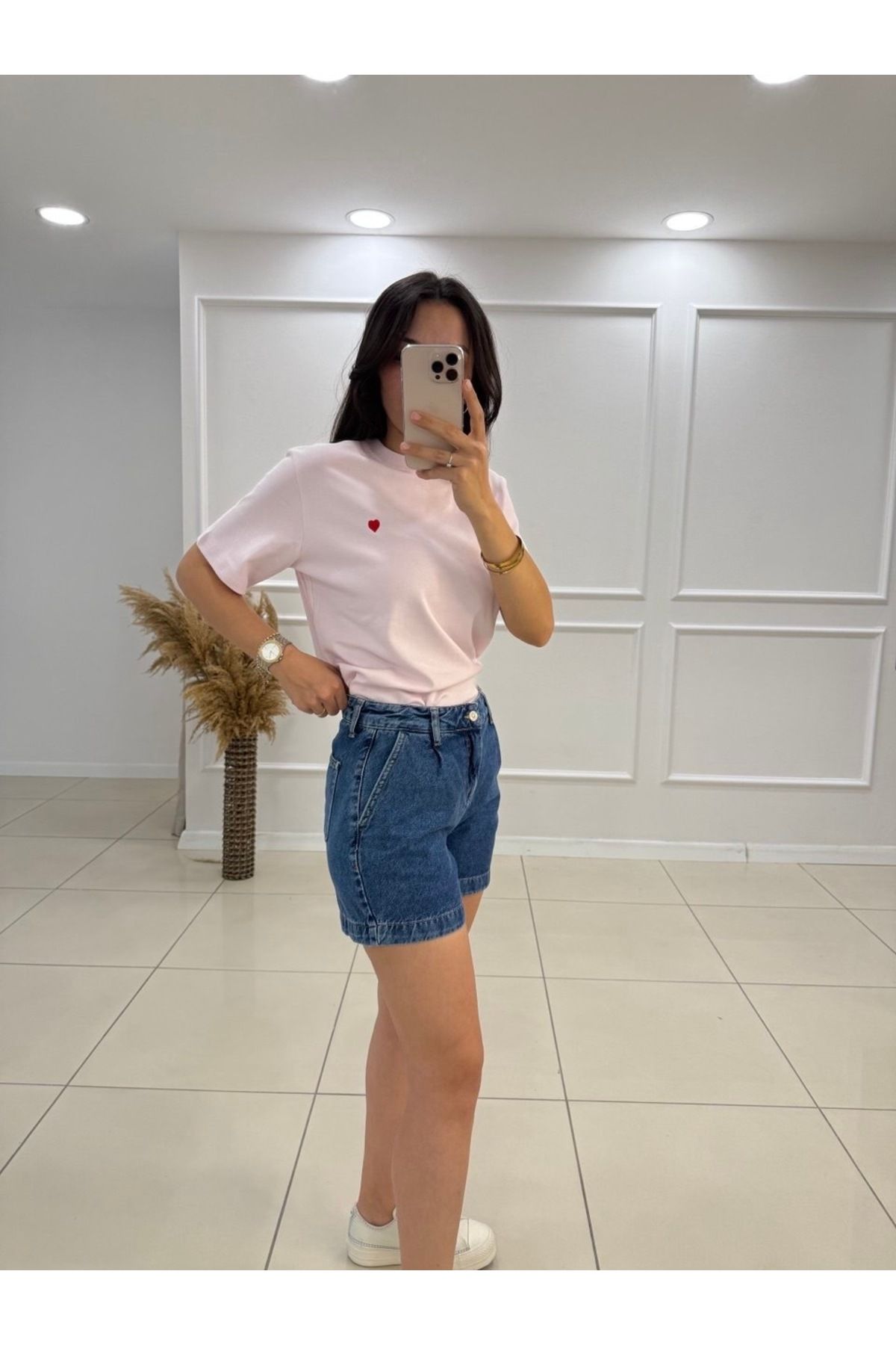 Butik Yan Cepli Pileli Jean Şort