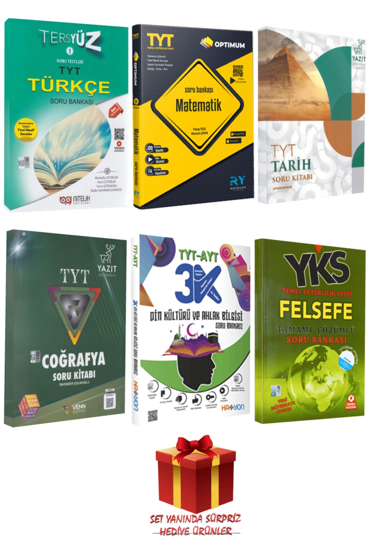 Yazıt Yayınları TYT Seti: Türkçe+Matematik+Tarih+Coğrafya+Din Kültürü ve Ahlak Bilgisi+Felsefe Soru Bankası+Hediye