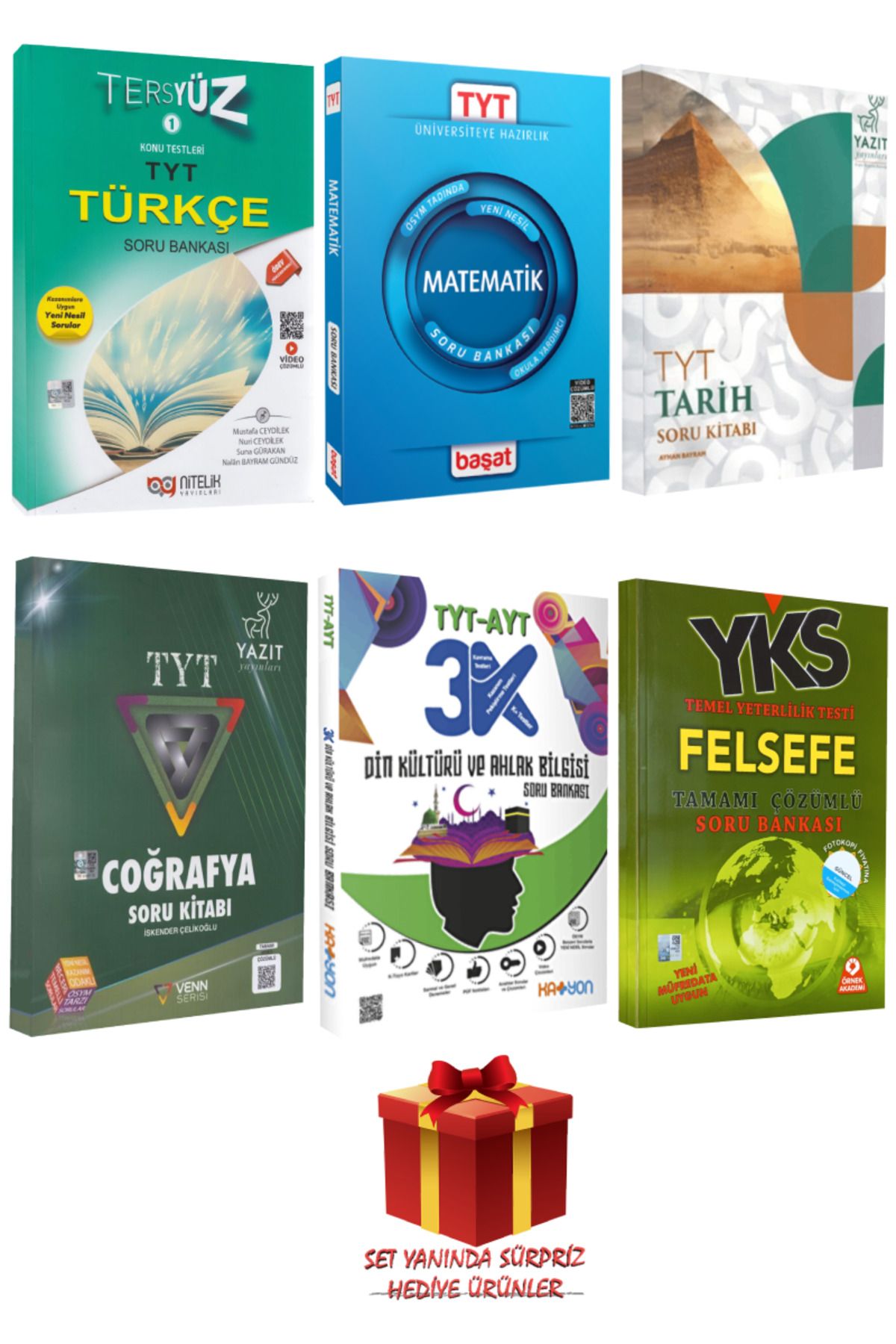 Başat Yayınları TYT Seti: Türkçe+Matematik+Tarih+Coğrafya+Din Kültürü ve Ahlak Bilgisi+Felsefe Soru Bankası+Hediye