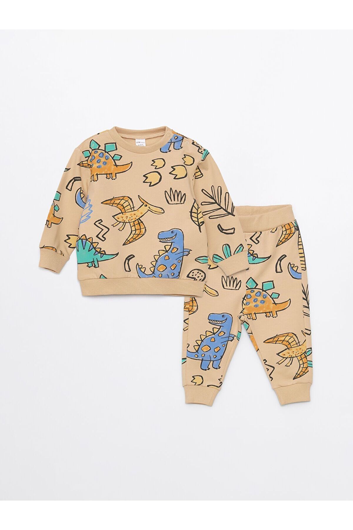 LC Waikiki Bisiklet Yaka Uzun Kollu Baskılı Erkek Bebek Sweatshirt ve Eşofman Altı 2'li Takım