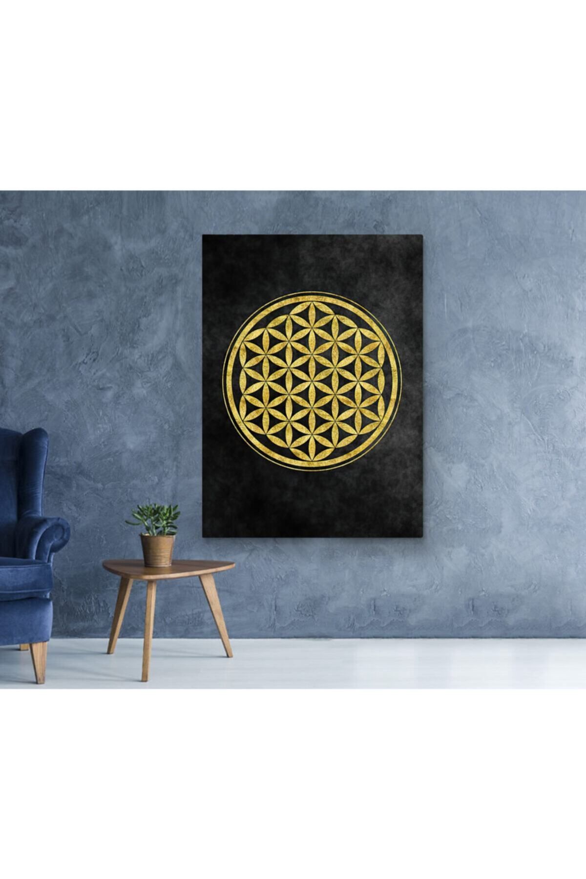 Meteor Galeri Yaşam Çiçeği Duvar Sanatı Tablosu, Altın Oran Kutsal Geometri Oturma Odası Tabloları 50x70 Cm
