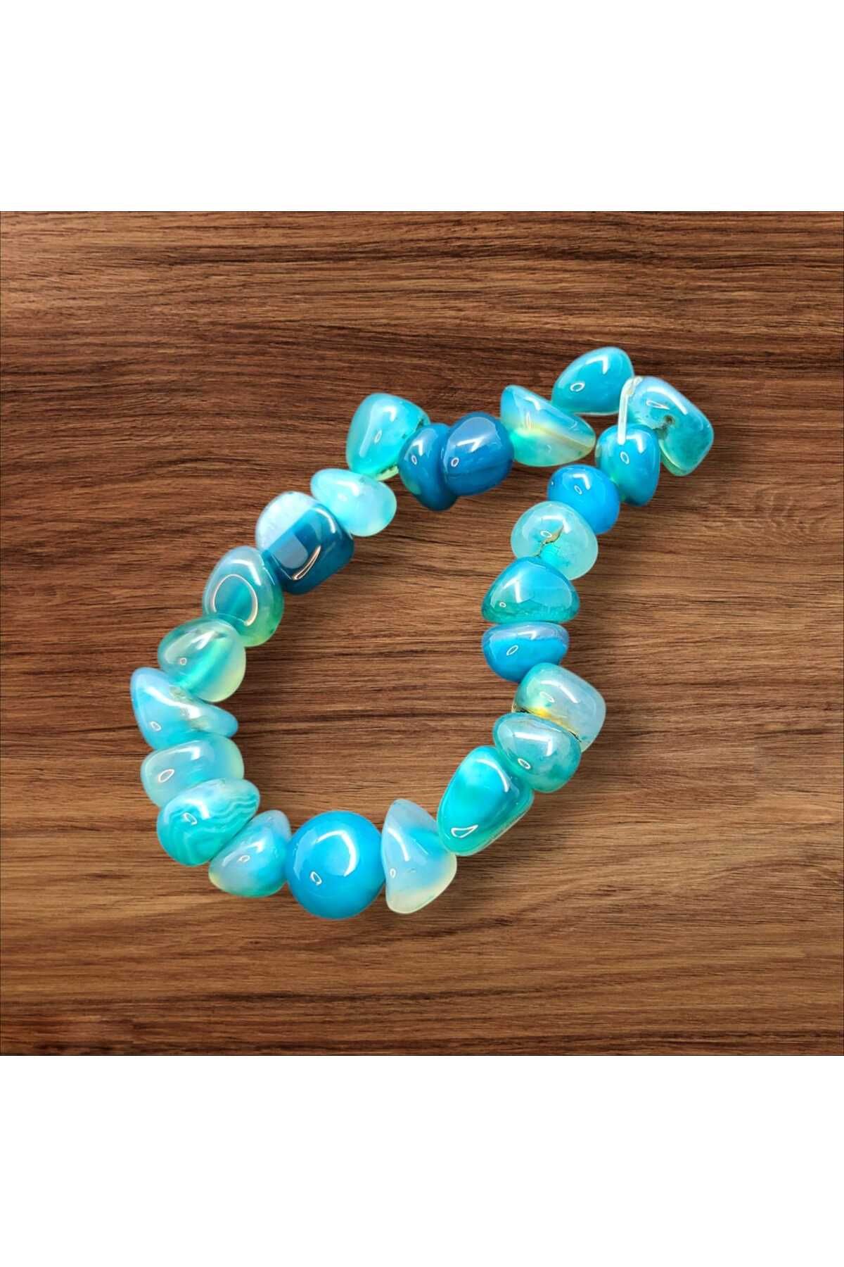 ÜMRANİKA JEWELLERY Mavi Akik Bileklik - Doğal Taş