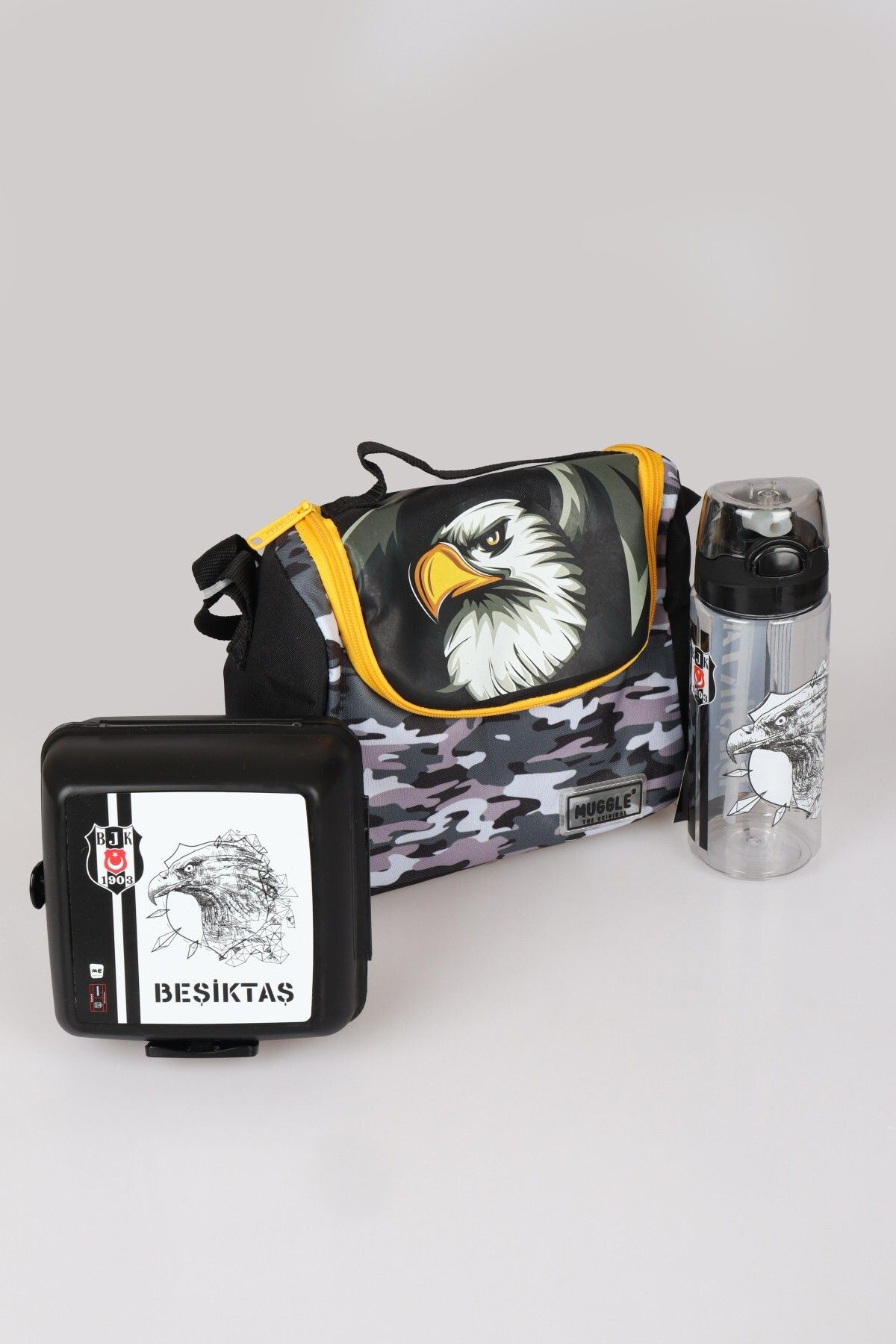 MUGGLE YENİ SEZON LİSANSLI KARTAL/EAGLE TERMOSLU BESLENME ÇANTASI,BEŞİKTAŞ BESLENME KABI VE 500 ML TRITAN M