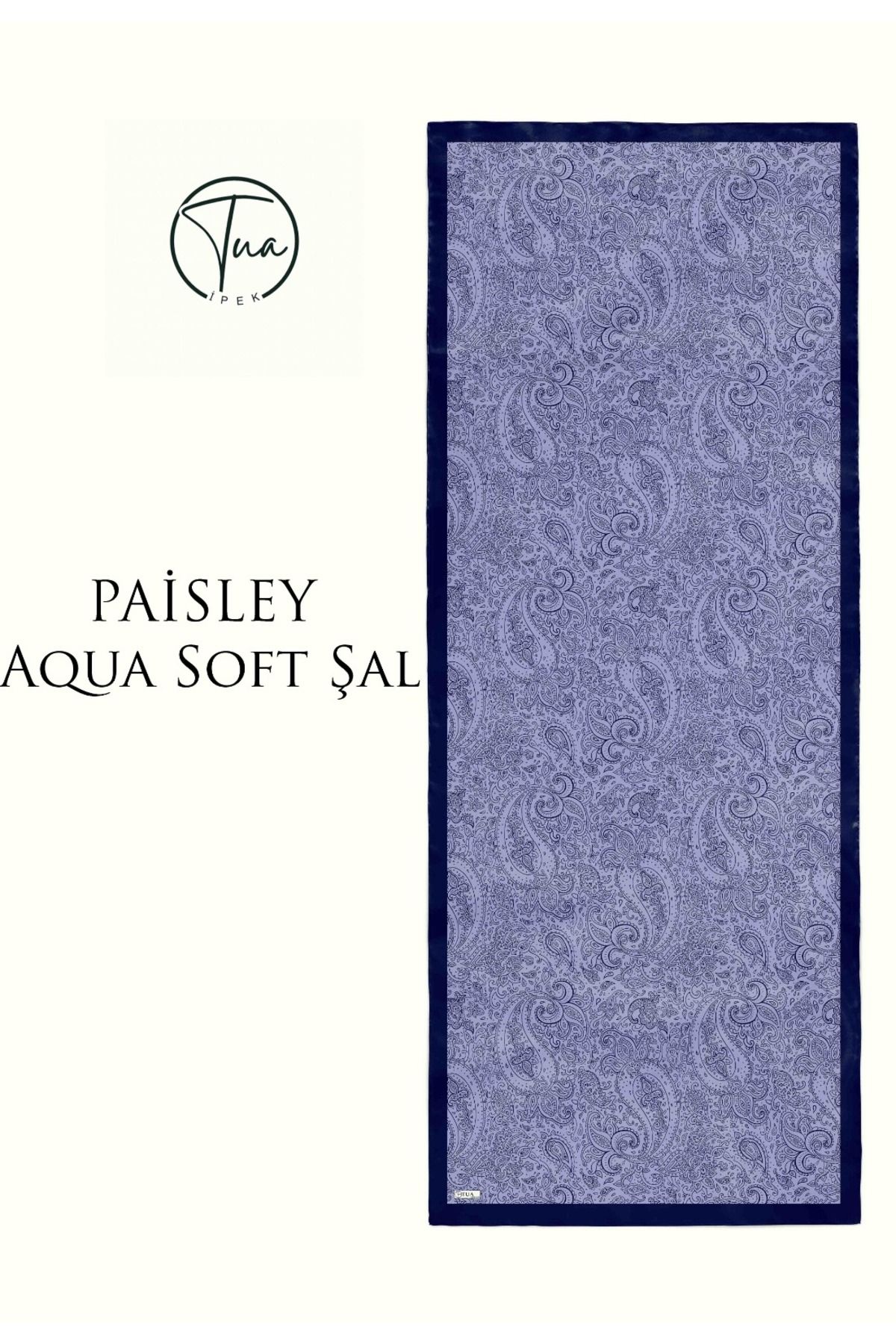 TUA İPEK PAİSLEY AQUA SOFT COTON ŞAL - ETNİK Desenli