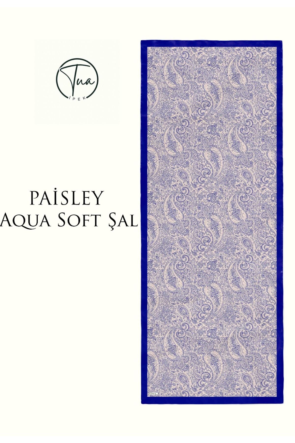TUA İPEK PAİSLEY AQUA SOFT COTON ŞAL - ETNİK Desenli