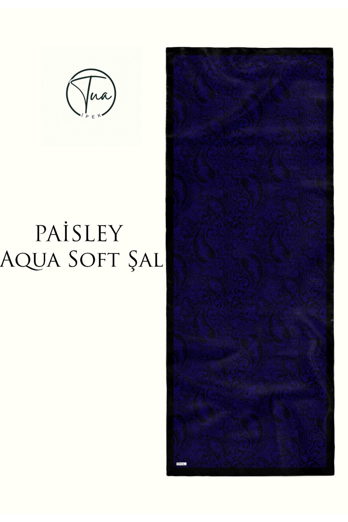 TUA İPEK PAİSLEY AQUA SOFT COTON ŞAL - ETNİK Desenli