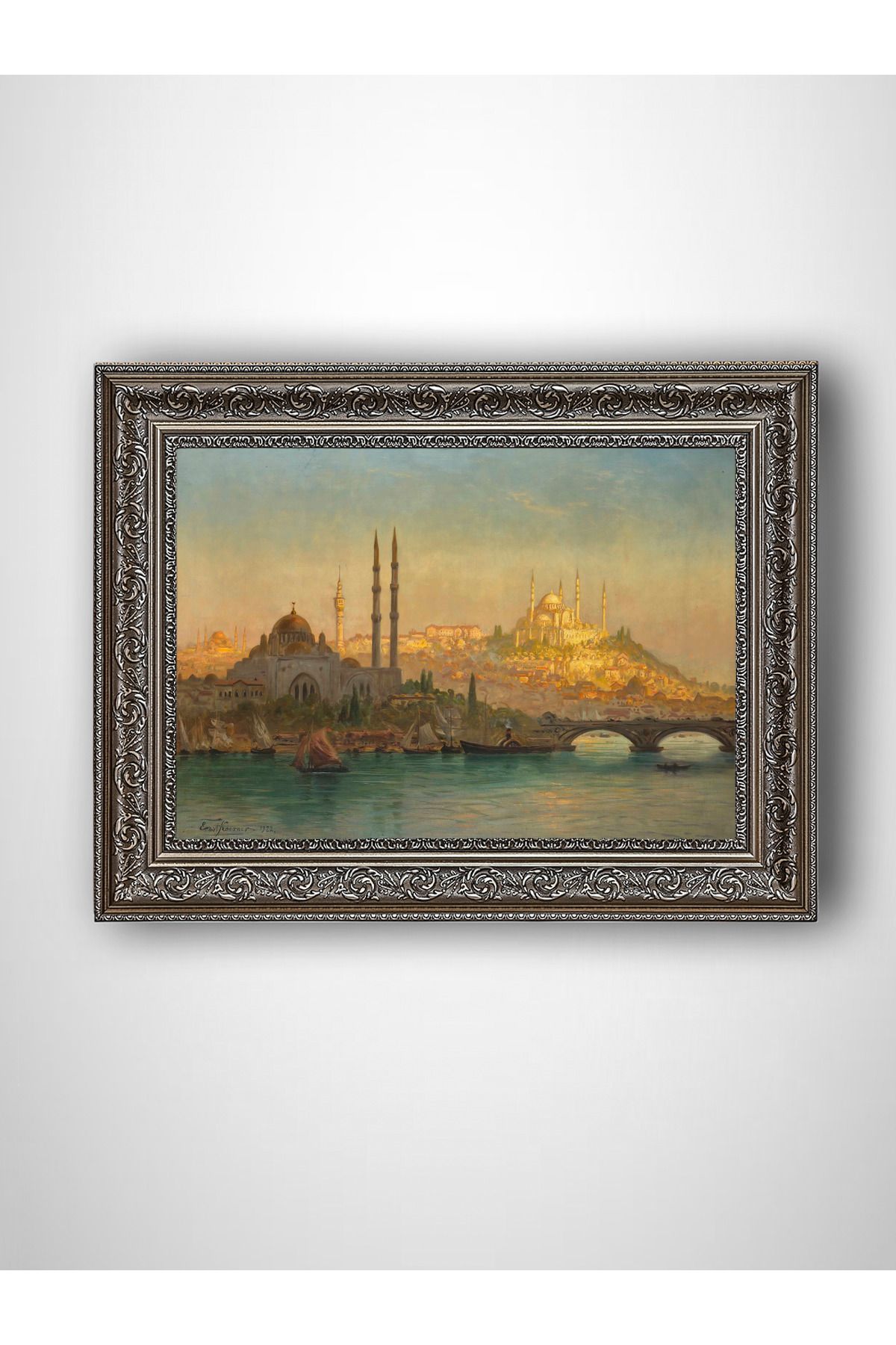 WoodyArts Eski İstanbul - Gri Vintage Çerçeve