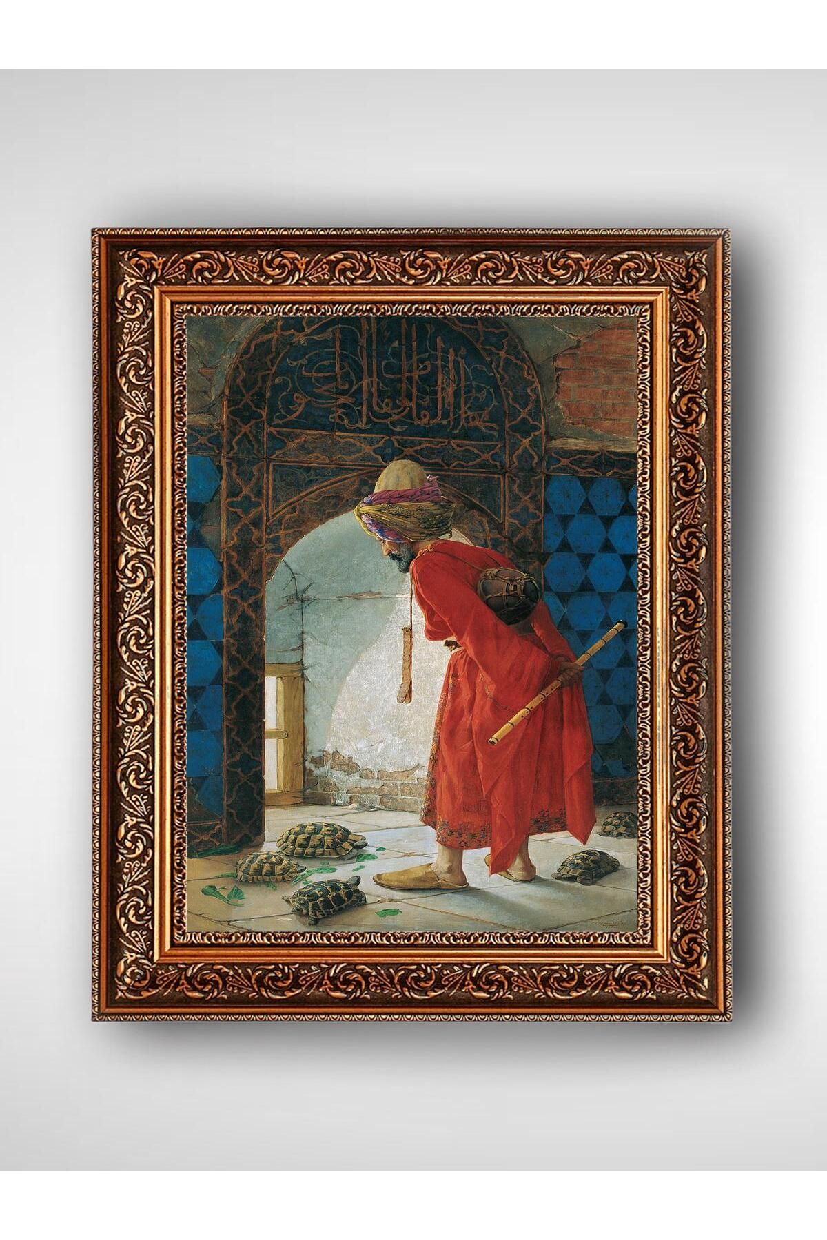 WoodyArts Kaplumbağa Terbiyecisi - Altın Renkli Vintage Çerçeve