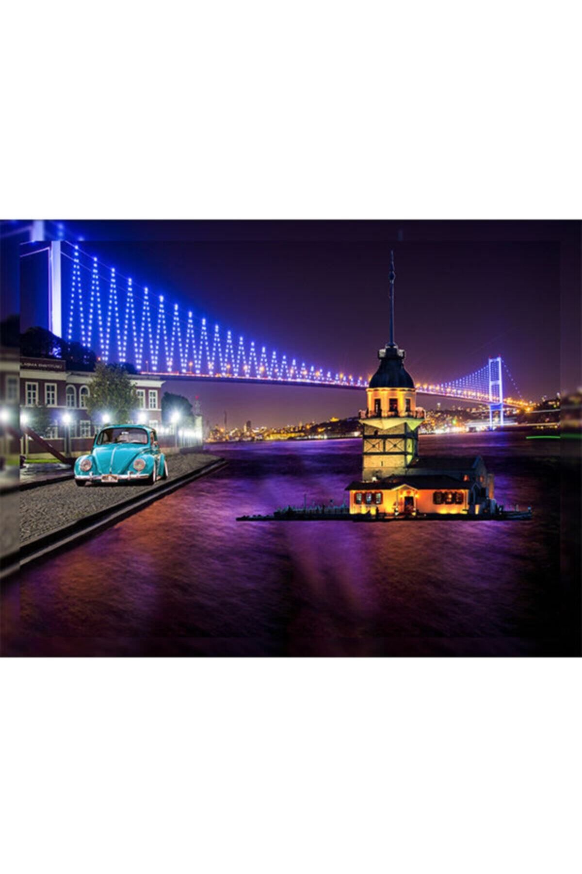binbirçeşit Mavi Woswos Kız Kulesinde Kanvas Led (ışıklı) Tablo 60x90 Cm