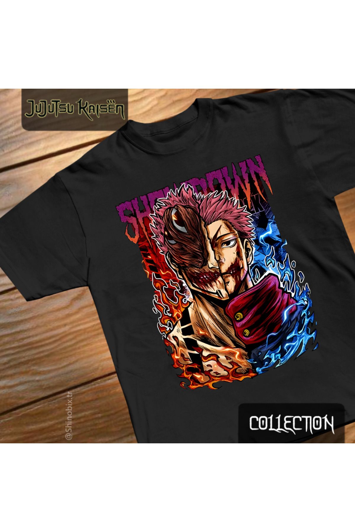 SHINOBIX Jujutsu Kaisen Anime Ryomen Sukuna X Satoru Gojo Strongest Oversize Baskılı T-Shirt