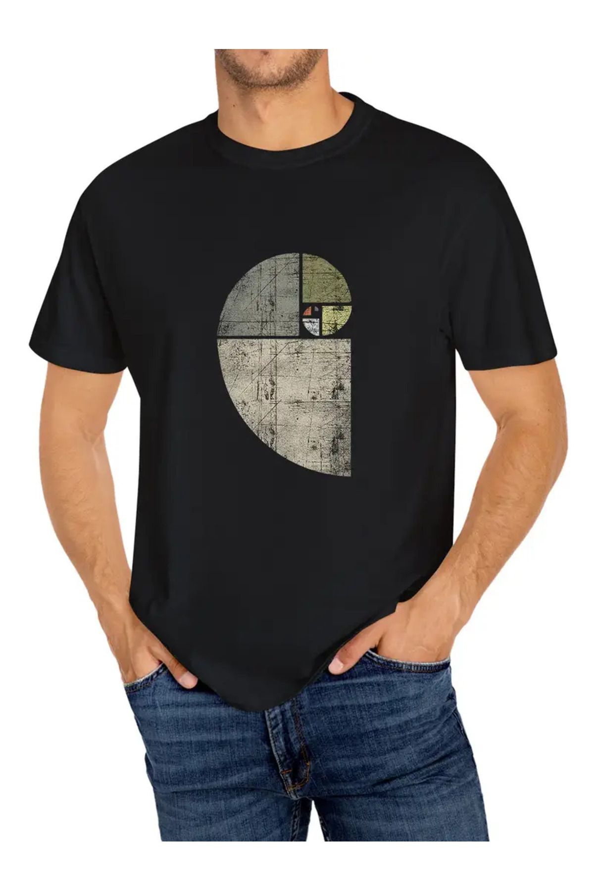 CLASİVA Unisex Fibonacci Spiral Oversize Bisiklet Yaka T-shirt